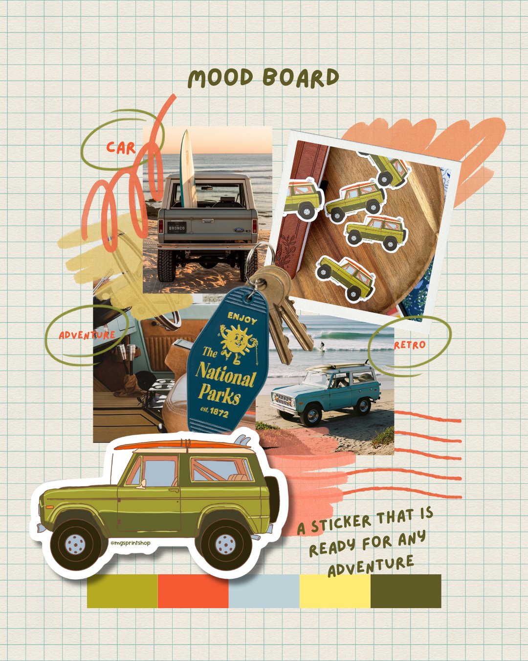 I get a lot of my inspiration from all things floral and cutie! And I always get asked if I design stickers for guys too. Guys! Y'all don't want flower stickers?! Well, this latest design is for y'all! It combines style and adventure...and I'm kinda 