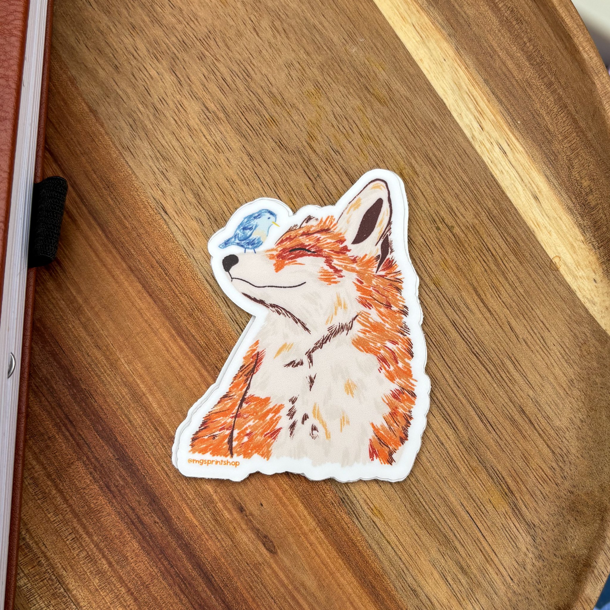 Fox and Bird Sticker