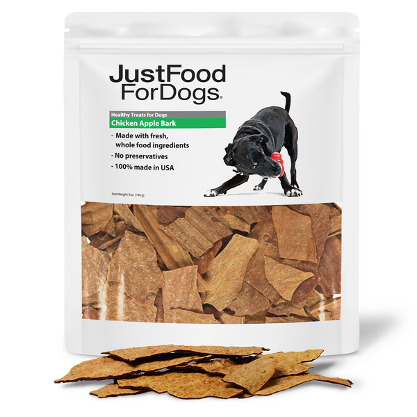 Chicken apple bark dog treat.
