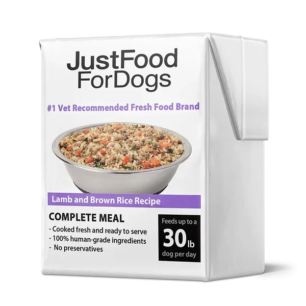 Lamb and brown rice dog food.