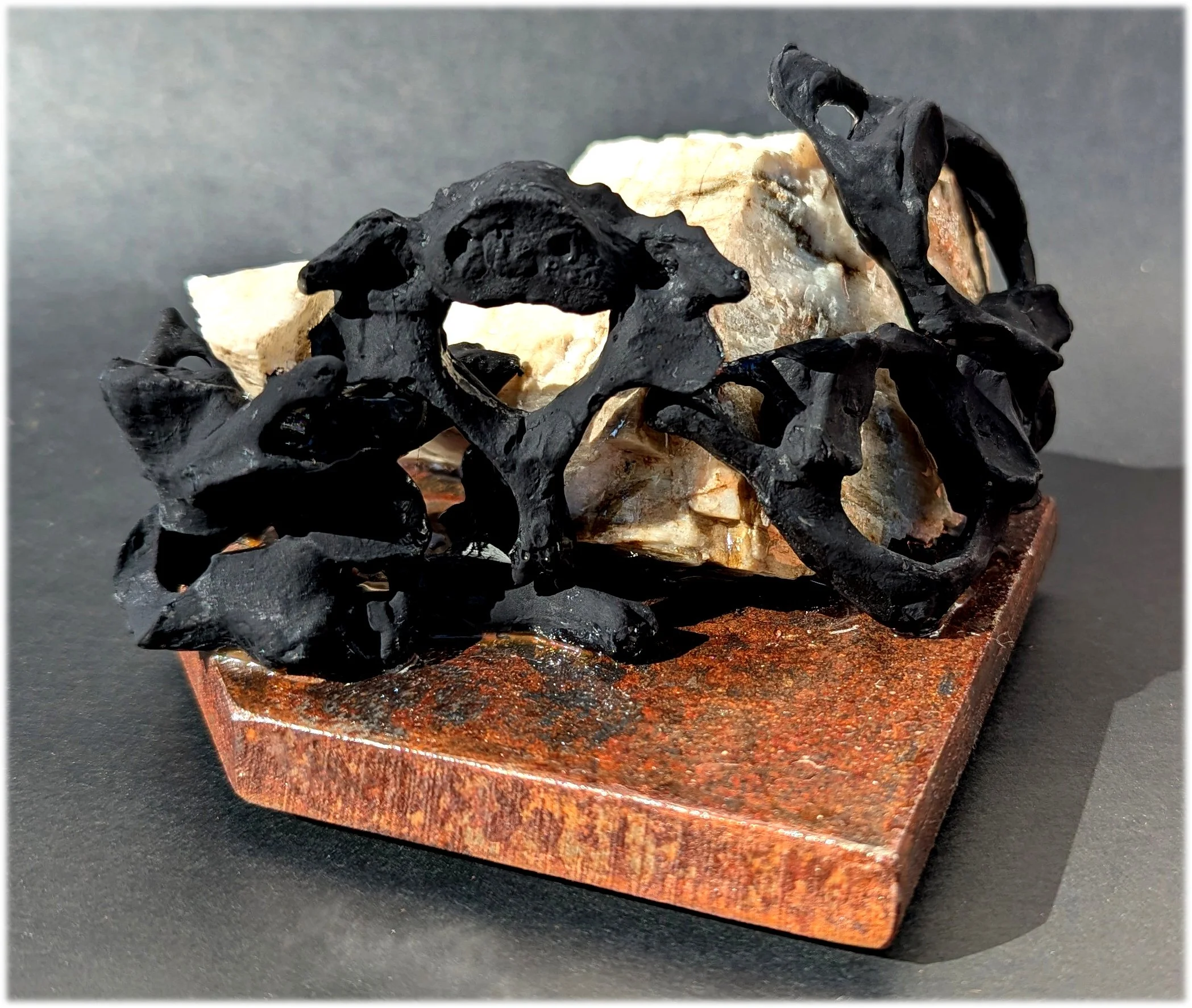  Attachment - 2025 - 3.5 x 6 x 6 - Hydrostone, Acrylic, (Black 4.0 by Stewart Semple) Quartzite from Aylen Lake, ON - inquires: info@sivarulrasa.com