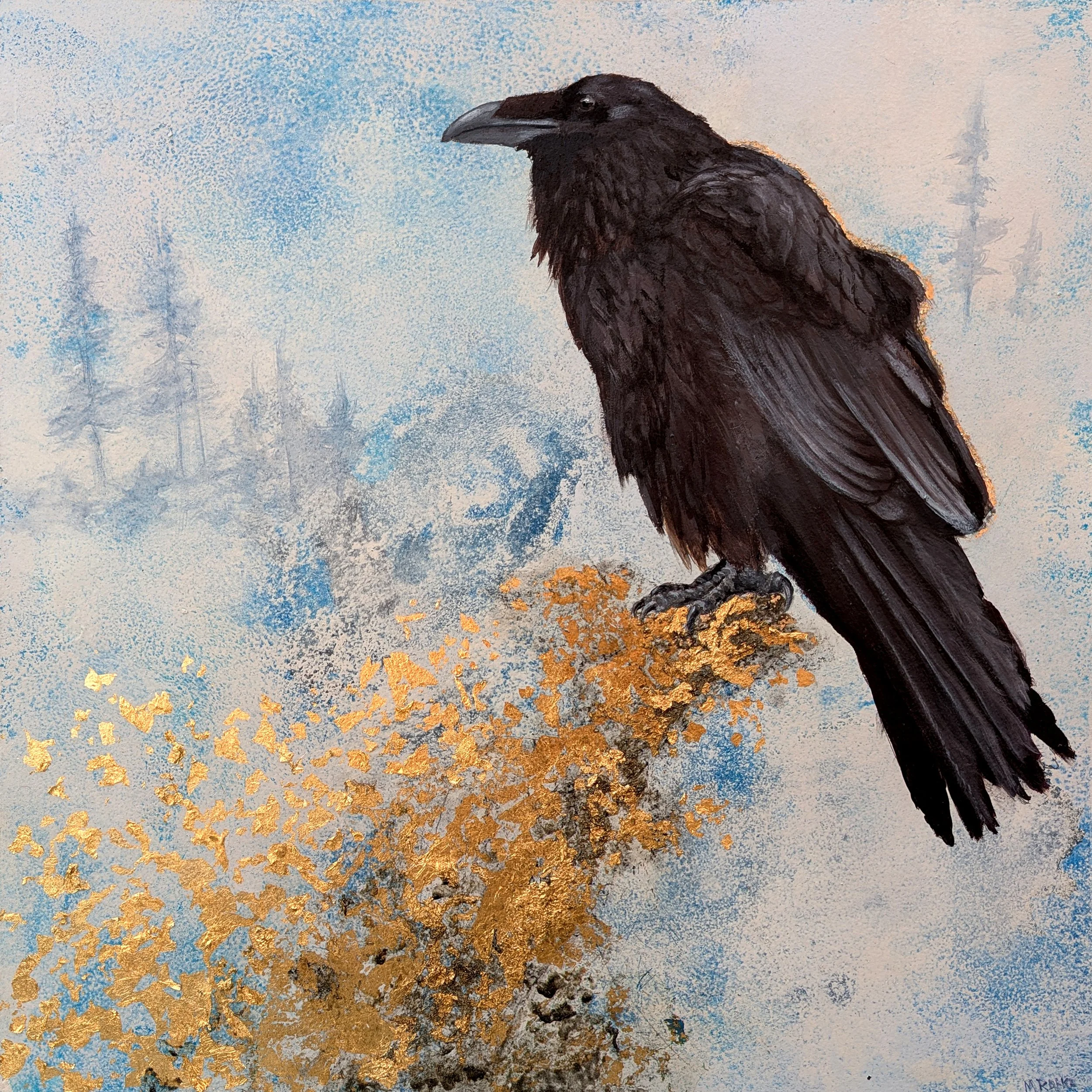  Witness (Gold) - 2025 - 20 x 24 in - Acrylic, 21k Gold Leaf, Hematite and Pyrite on Wood Panel - inquires: info@sivarulrasa.com