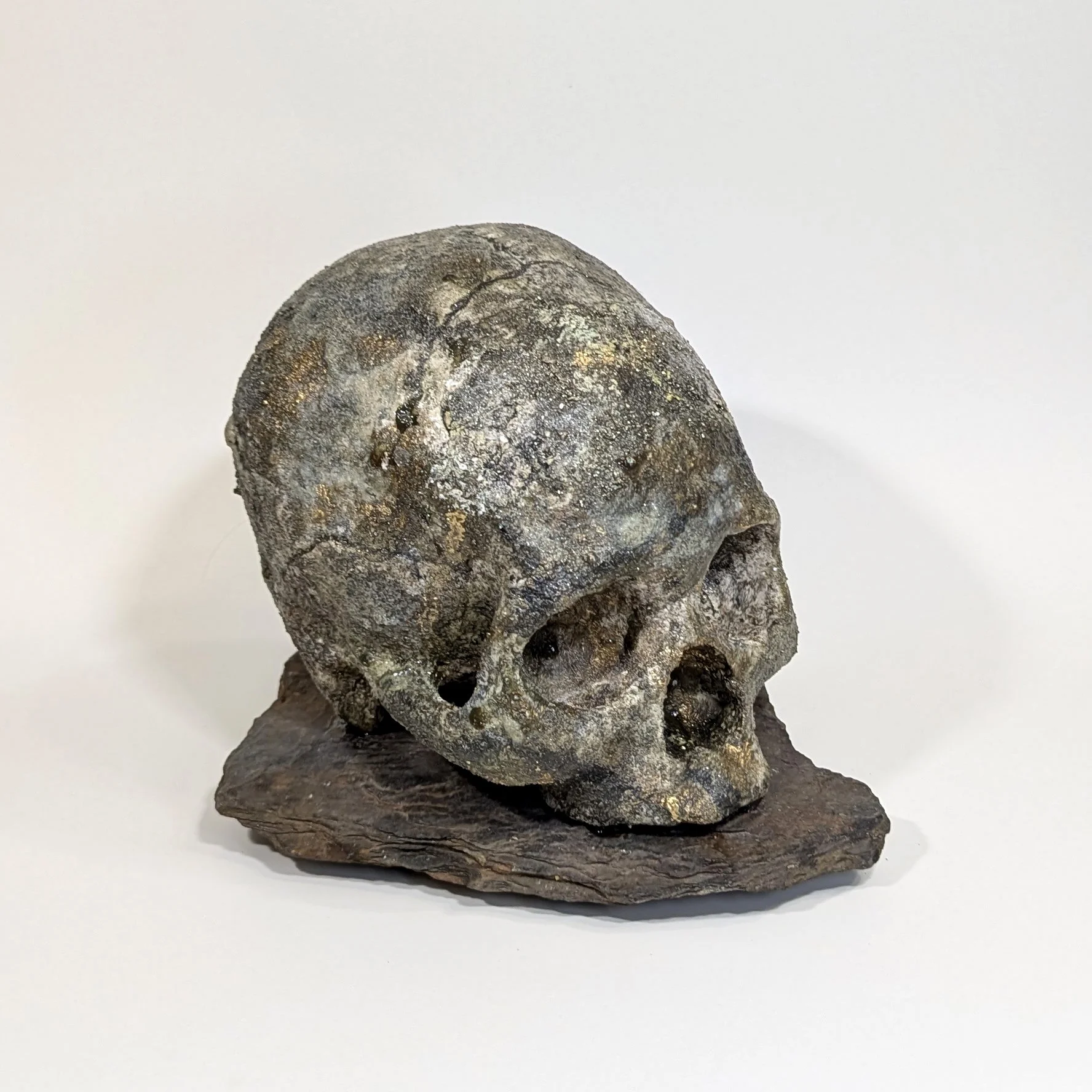  Reflections - 2025 - 7 x 10 x 7 - Hydrostone, Rubies, 21k Gold Leaf, Hematite, Silica, Titanium, Pyrite and Slate from Peggy’s Cove, NS  - inquires: info@sivarulrasa.com