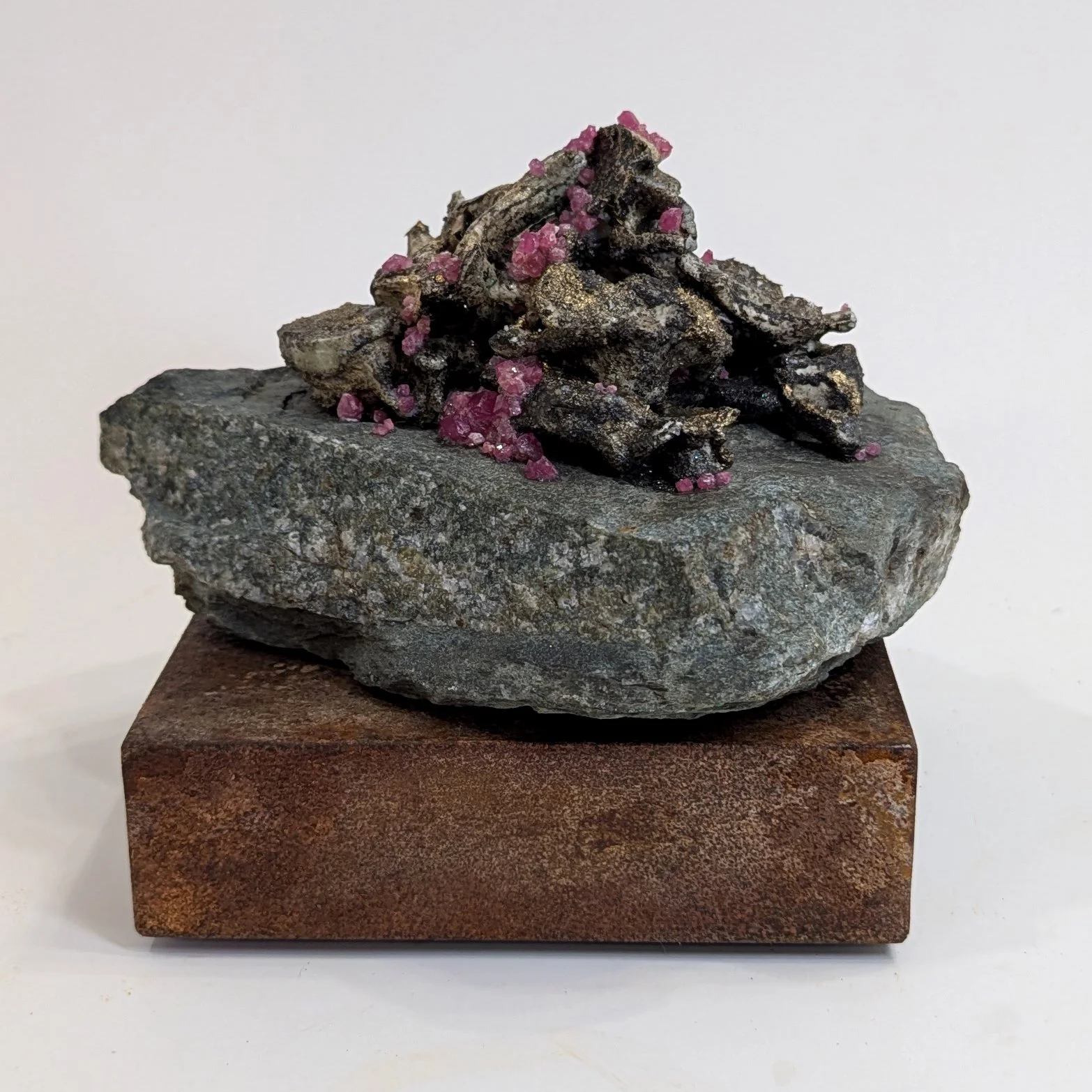  Backbone - 2025 - 5 x 7 x 5 -Hydrostone, Rubies,  Hematite, Silica, Titanium, Pyrite and Slate from Aylen Lake, ON - inquires: info@sivarulrasa.com