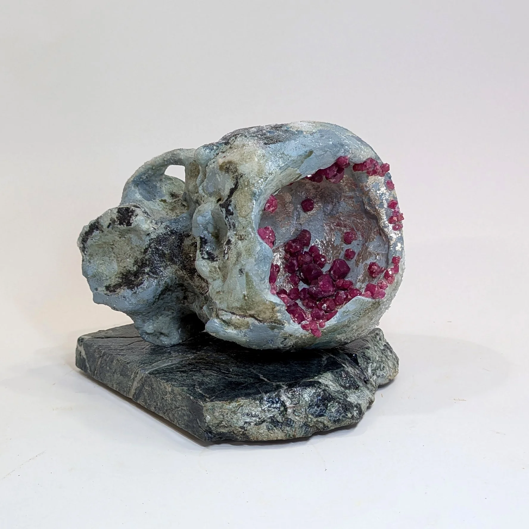  Dreaming - 2025 - 7 x 8 x 9 - Hydrostone, Rubies, 12k Gold Leaf, Hematite, Silica, Acrylic, Marble - inquires: info@sivarulrasa.com