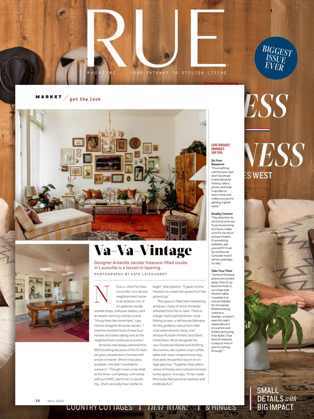 @amandajacobsdesigninc studio in @ruemagazine fall 2025 issue 

Amanda&rsquo;s Louisville studio in NuLu, set inside an 1865 building, is one of those spaces that just keeps revealing itself the longer you look. A true treasure filled studio, layered