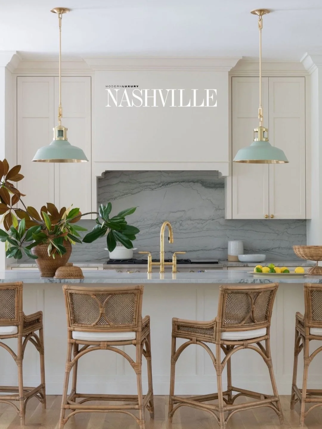 As featured in @mlnashville / Design by @katefiglerinteriors 

What began as a clean slate became a home layered with warmth, collected detail and soft color that feels anything but newly constructed. From the deep eggplant finish in the wet bar to t