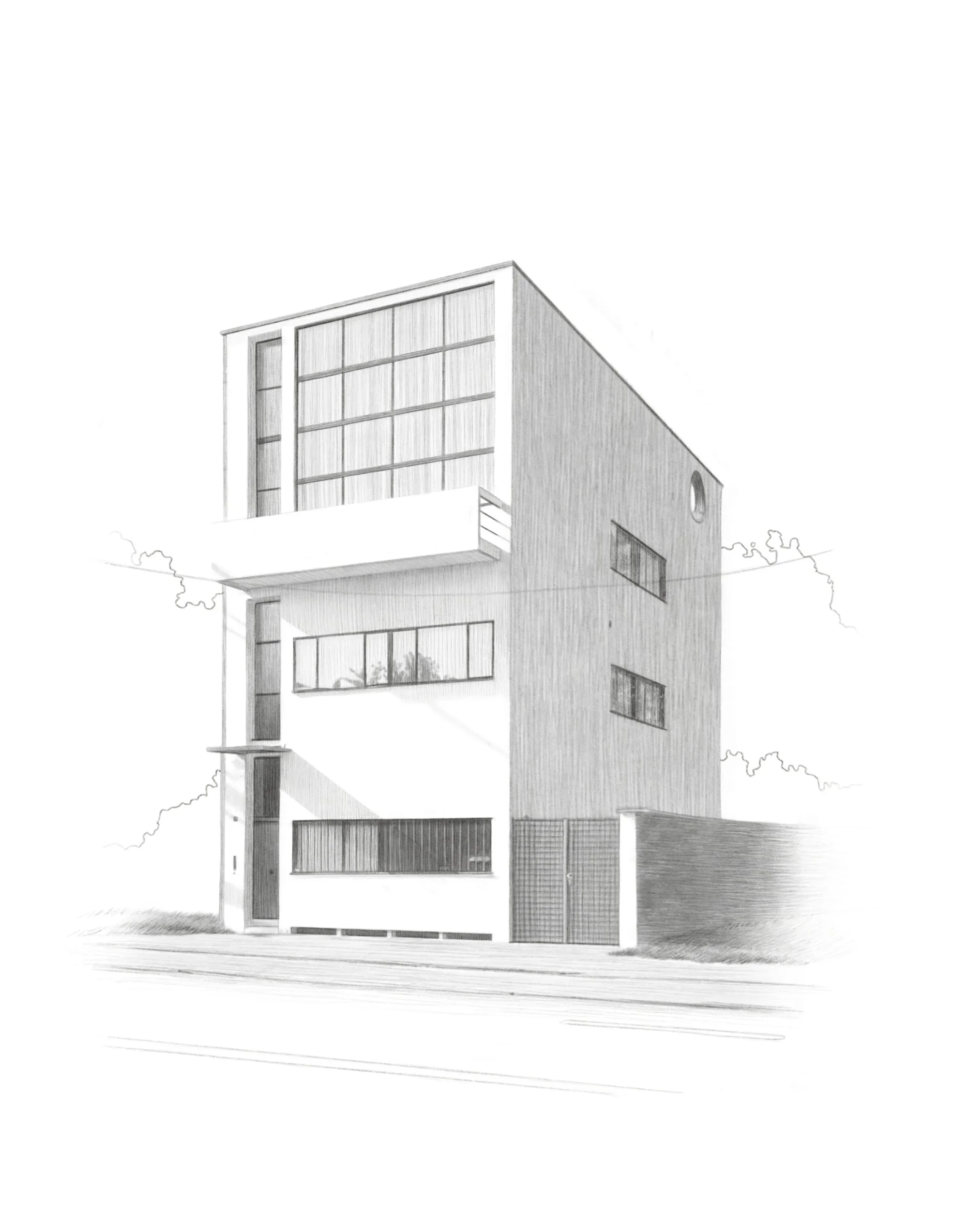 Sketch of a house designed by French Architect, Corbusier