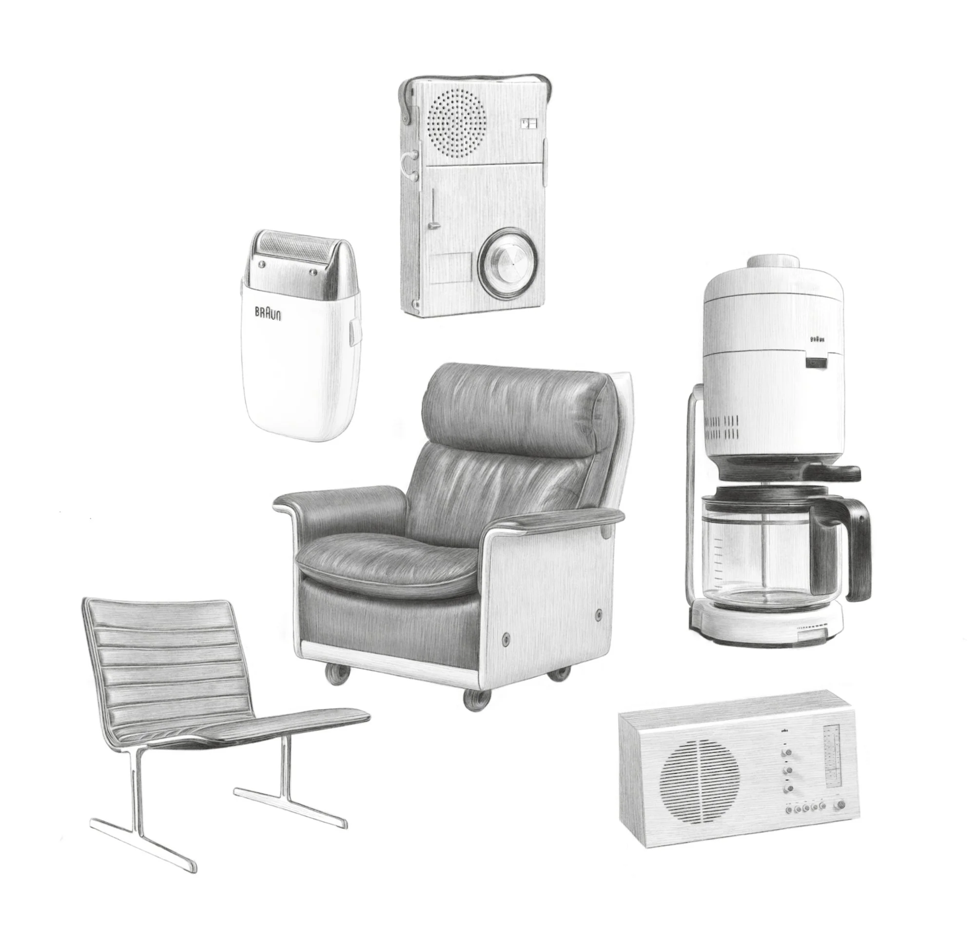 Items designed for Braun and Vitsoe by Dieter Rams