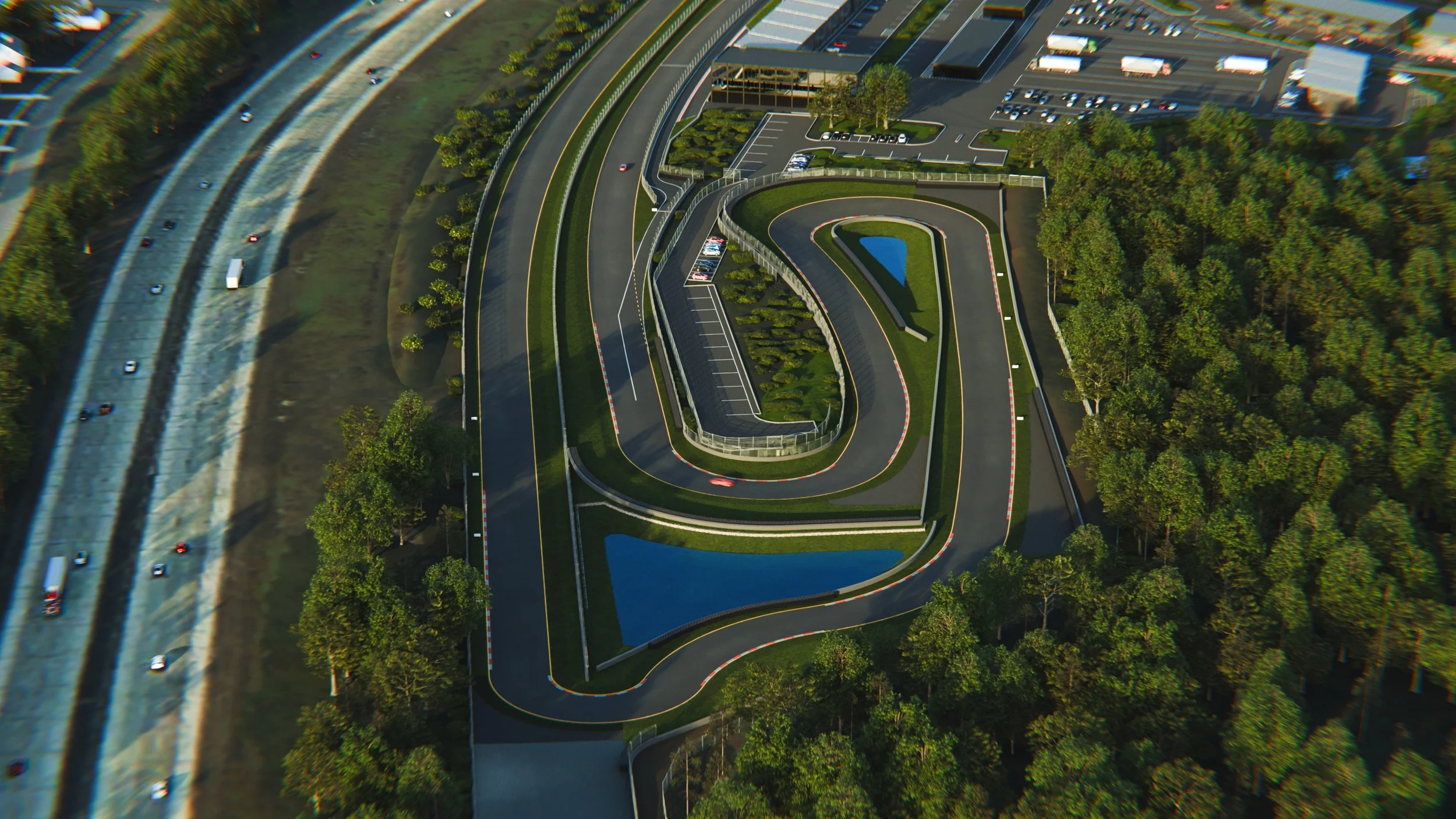 Aerial view of the East side of Motorsports Gateway Howell’s South Circuit, featuringTurns 11, 12, 13, 14 and 15.