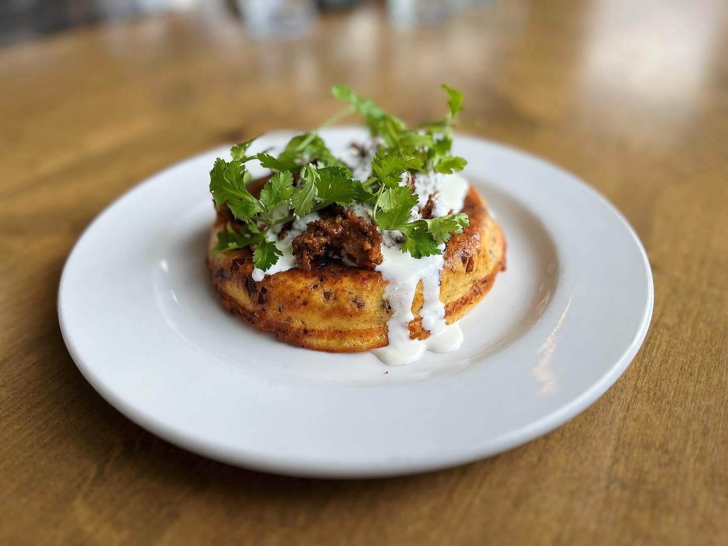 &lsquo;Devil&rsquo;s On Horseback&rsquo; Dutch Baby Pancake&bull;medjool dates&bull;patio smoked bacon&bull;chorizo&bull;feta cream&bull;cilantro
.
.
.
.
.
.
.
#dutchbaby #dutchbabypancake #dutchbabypancakes #devilsonhorseback #chorizo #pagosasprings