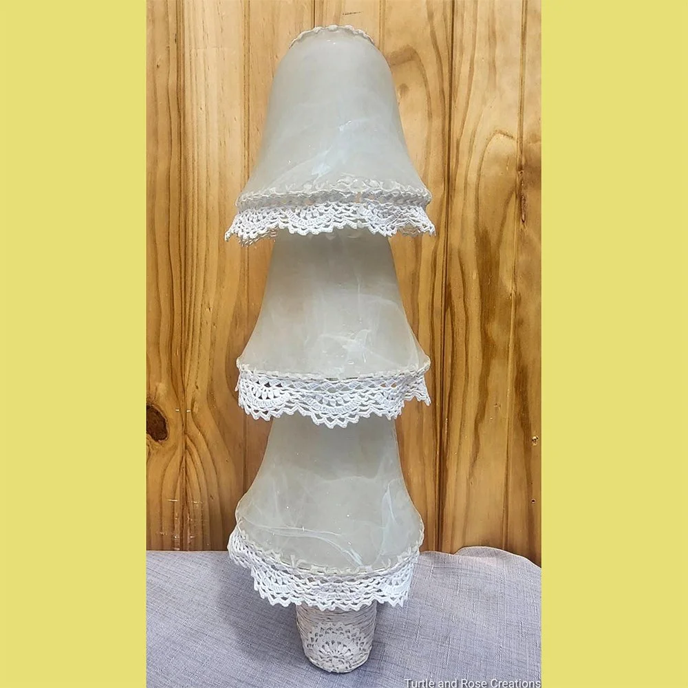 White Tree with Second Hand Doily Trim