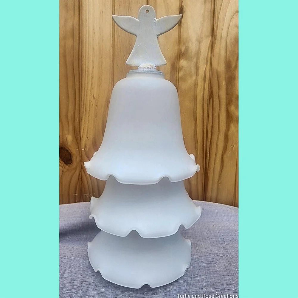 Scalloped White Tree with Angel Decorative Top