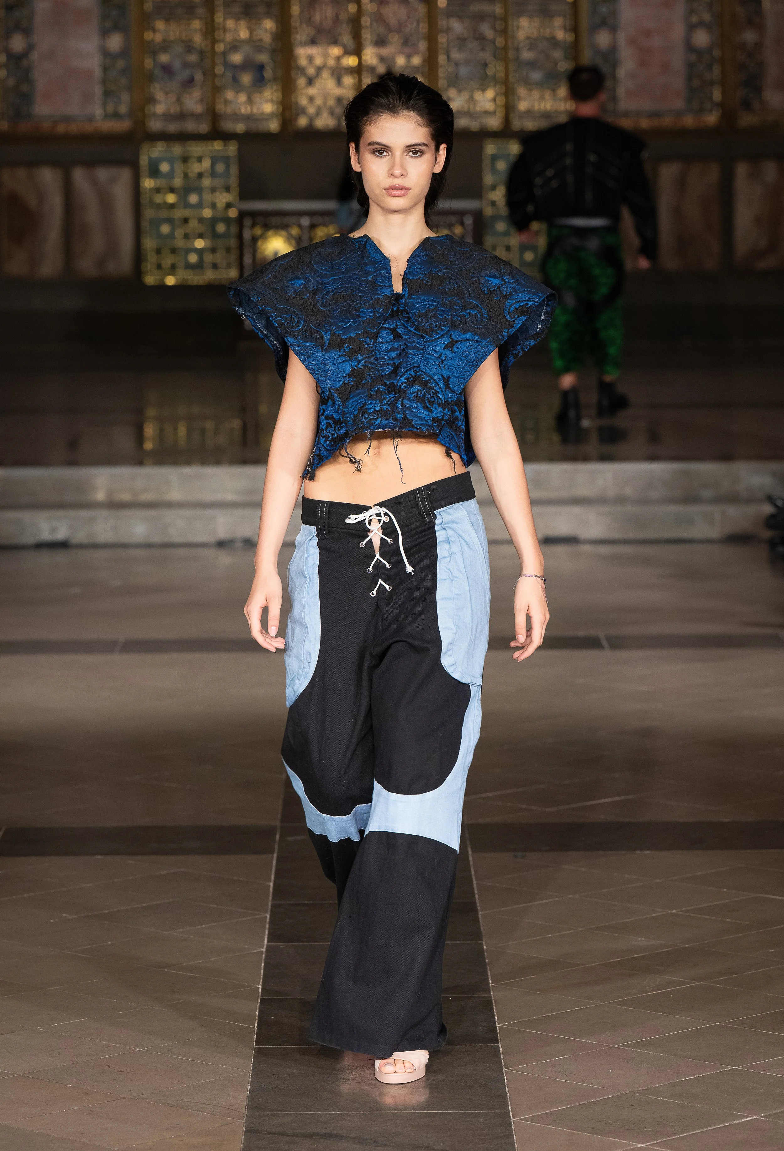 LONDON, ENGLAND - SEPTEMBER 19: A model walks the runway at the LRE' The Artist show during London Fashion Week Powered By Art Hearts Fashion at St. John's Hyde Park on September 19, 2026 in London, England. (Photo by Mark Gunter/Getty Images for Art
