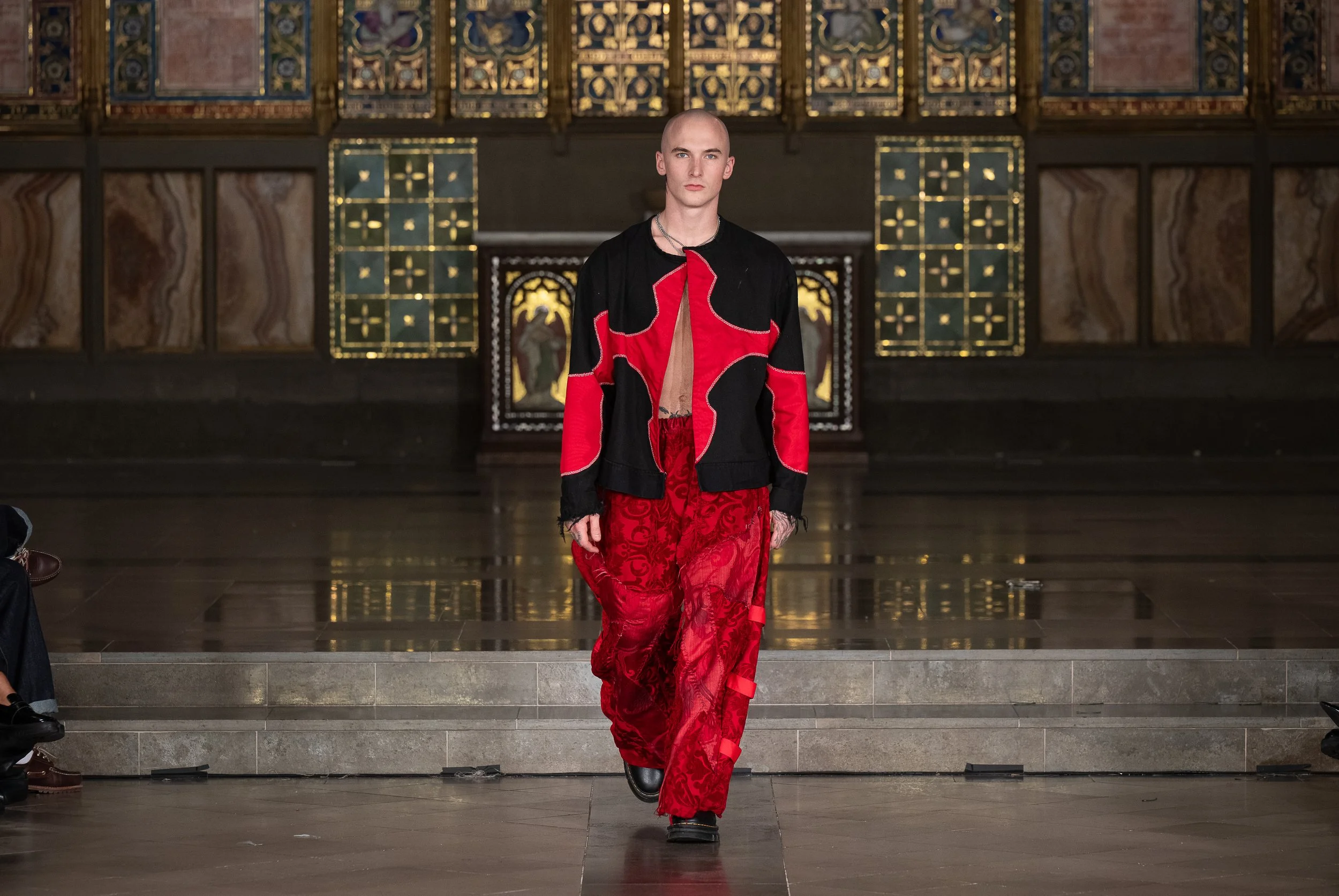 LONDON, ENGLAND - SEPTEMBER 19: A model walks the runway at the LRE' The Artist show during London Fashion Week Powered By Art Hearts Fashion at St. John's Hyde Park on September 19, 2026 in London, England. (Photo by Mark Gunter/Getty Images for Art