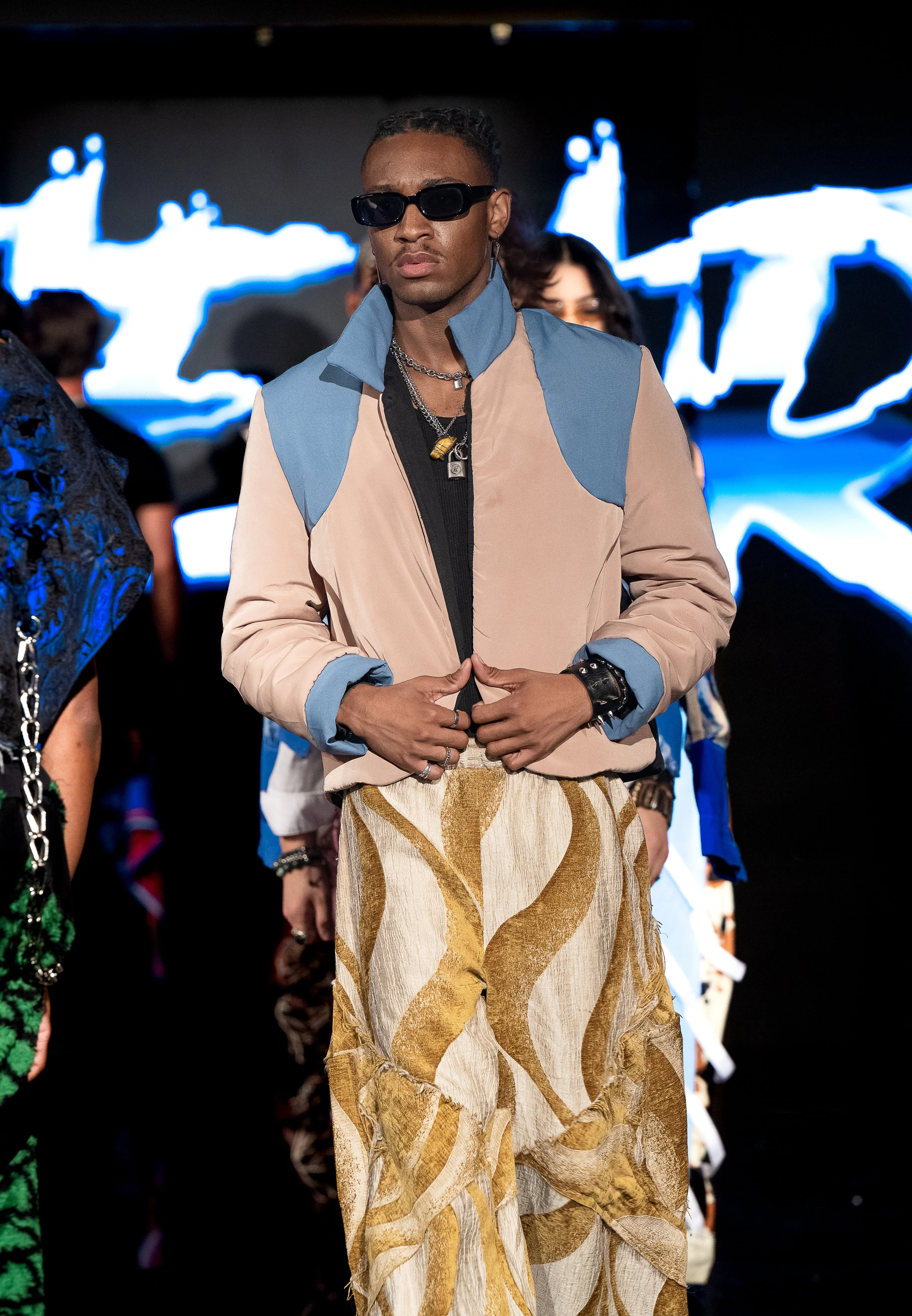 NEW YORK, NEW YORK - SEPTEMBER 10: A model walks the runway at the LRE' The Artist show during New York Fashion Week Powered By Art Hearts Fashion at The Angel Orensanz Foundation on September 10, 2026 in New York City. (Photo by Mark Gunter/Getty Im
