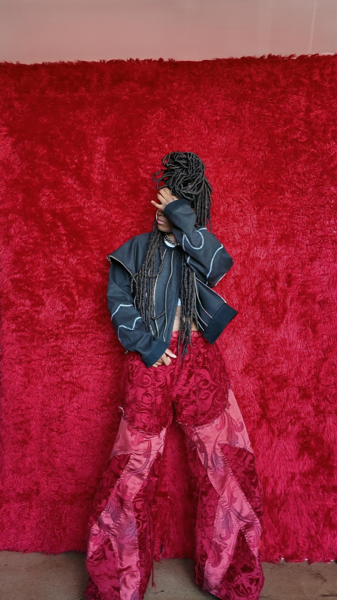 The Denim Zipper Jacket  
The Jacquard Ladderman Pants  
- Fits Sizes 32-36 