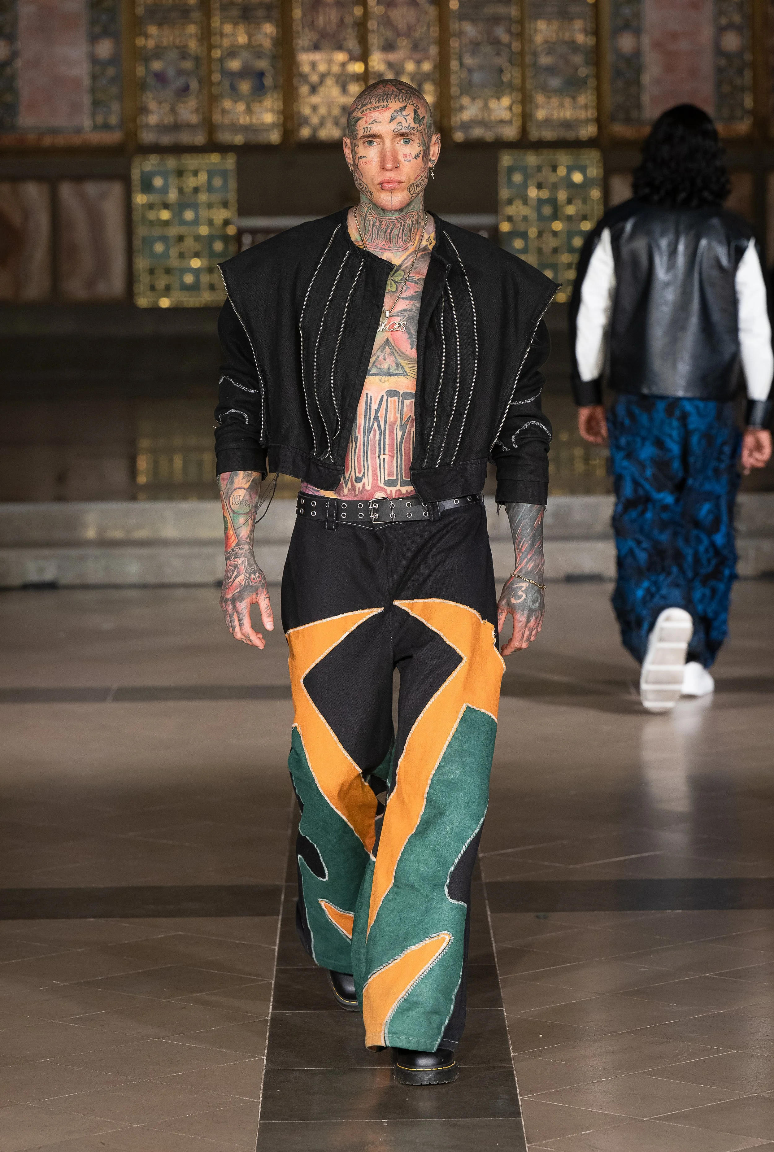 LONDON, ENGLAND - SEPTEMBER 19: A model walks the runway at the LRE' The Artist show during London Fashion Week Powered By Art Hearts Fashion at St. John's Hyde Park on September 19, 2026 in London, England. (Photo by Mark Gunter/Getty Images for Art