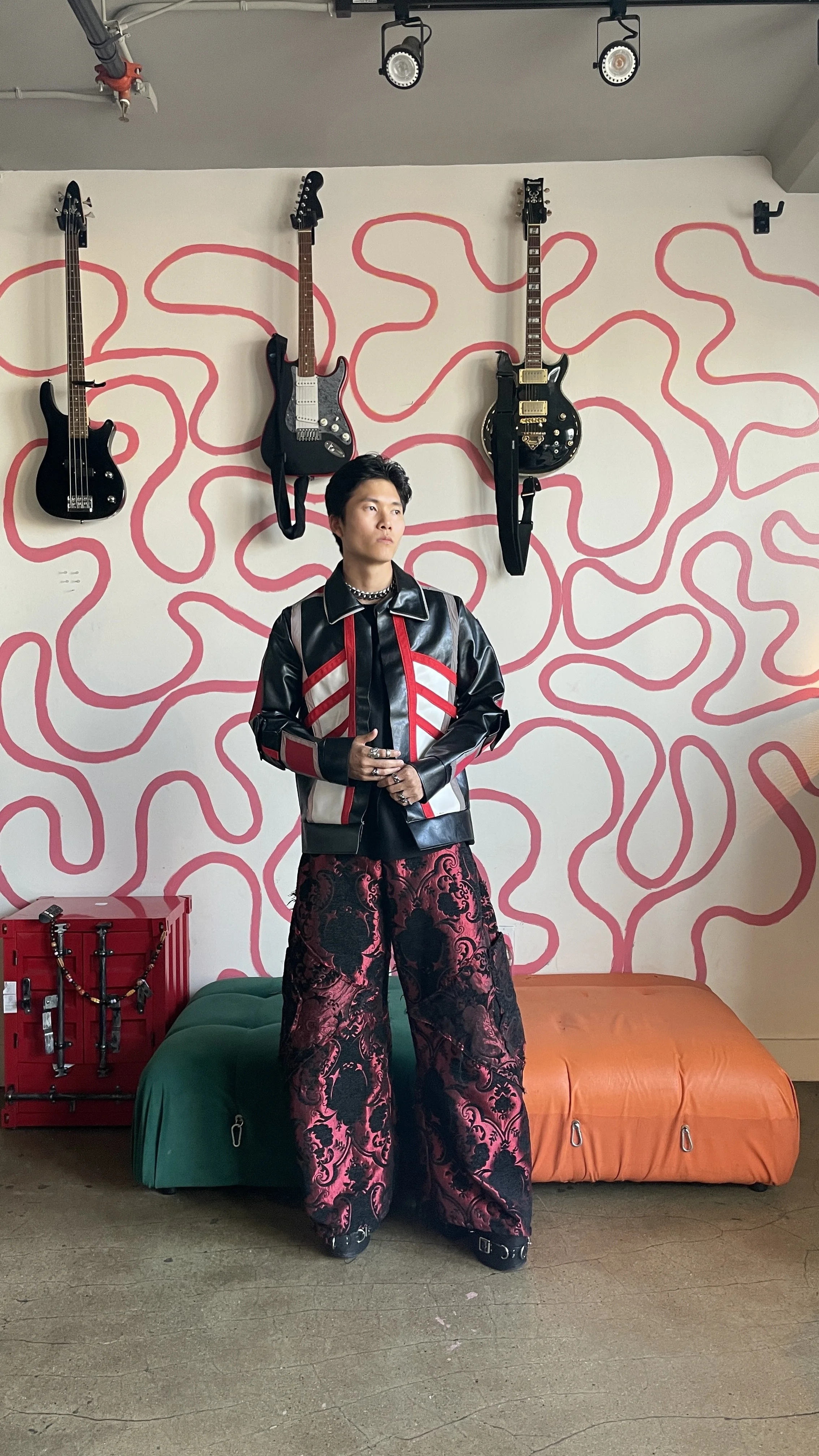 The Moto Jacket - Large 
The Holster Jacquard Pants in Red 
- Fits Sizes 32-36 