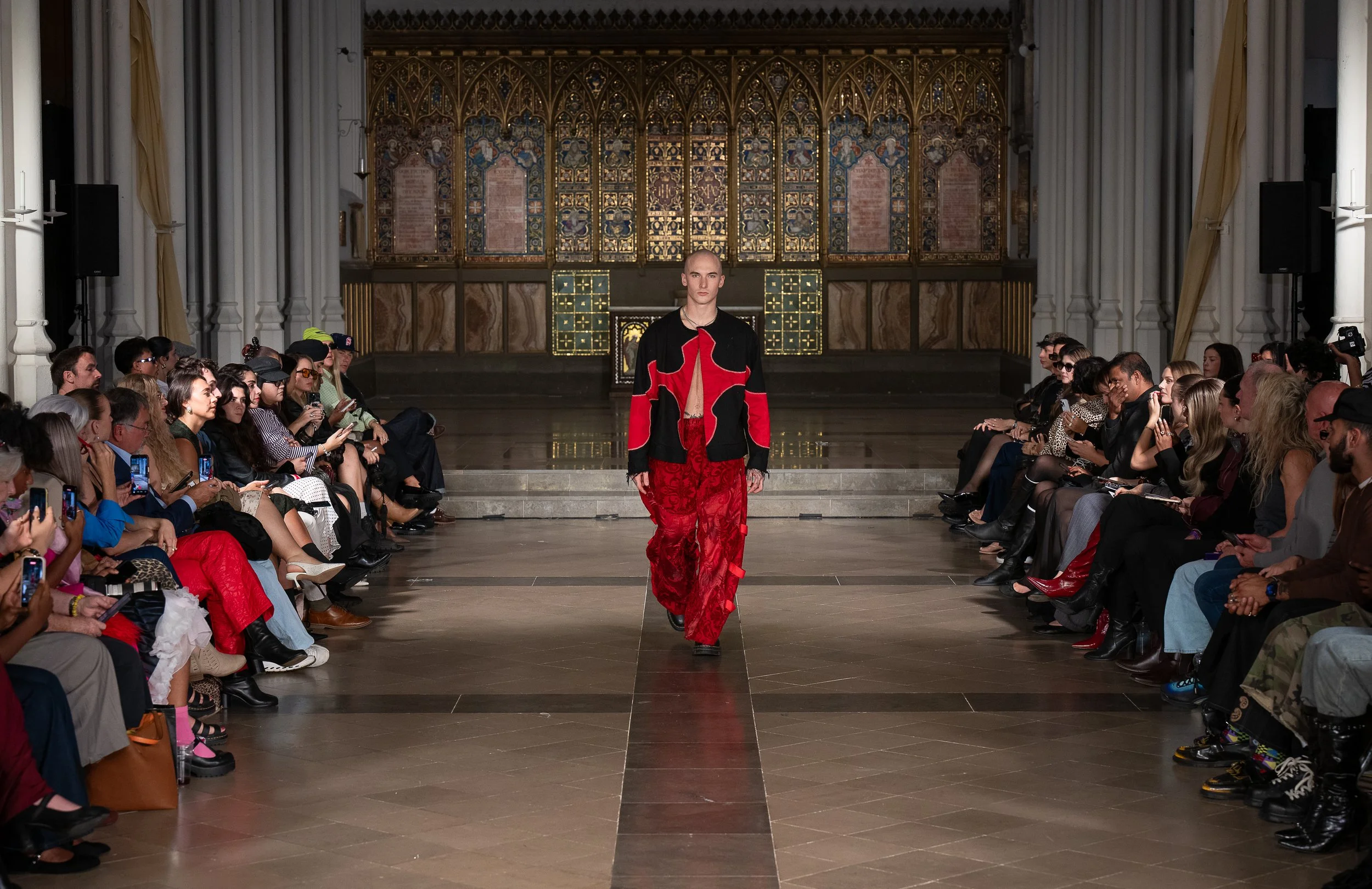 LONDON, ENGLAND - SEPTEMBER 19: A model walks the runway at the LRE' The Artist show during London Fashion Week Powered By Art Hearts Fashion at St. John's Hyde Park on September 19, 2026 in London, England. (Photo by Mark Gunter/Getty Images for Art