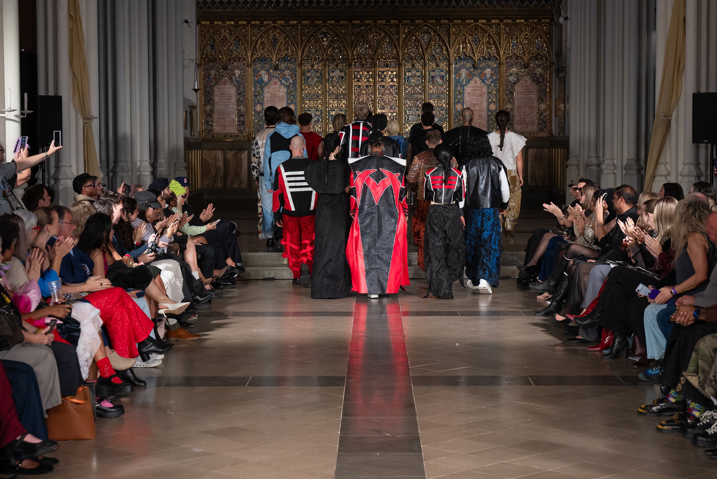 LONDON, ENGLAND - SEPTEMBER 19: A model walks the runway at the LRE' The Artist show during London Fashion Week Powered By Art Hearts Fashion at St. John's Hyde Park on September 19, 2026 in London, England. (Photo by Mark Gunter/Getty Images for Art
