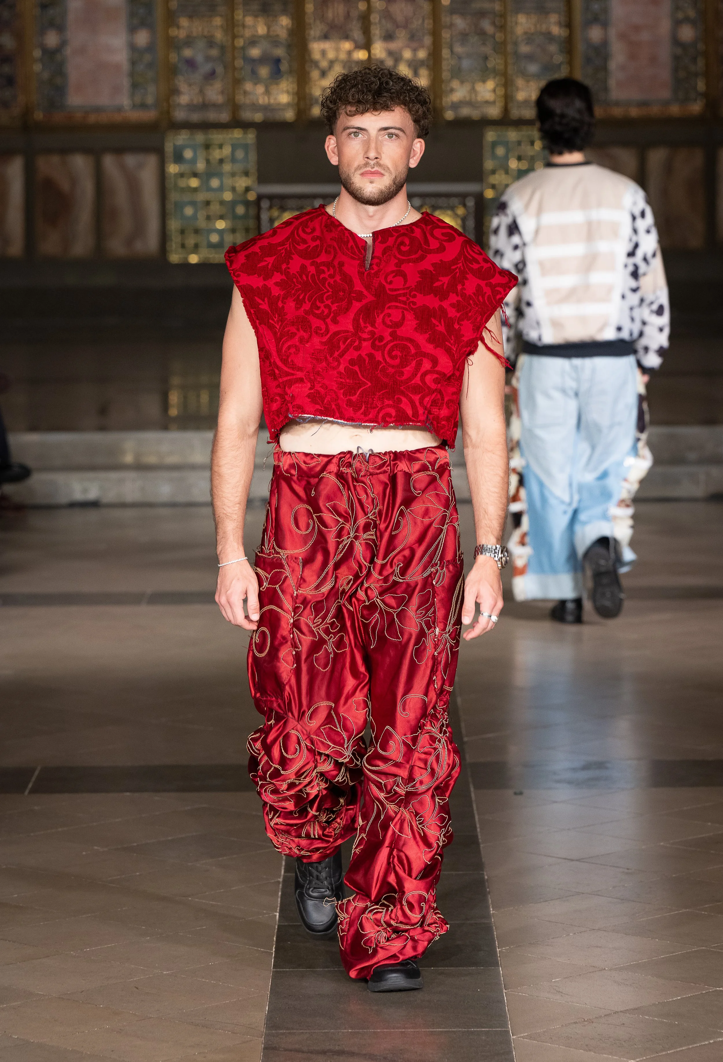LONDON, ENGLAND - SEPTEMBER 19: A model walks the runway at the LRE' The Artist show during London Fashion Week Powered By Art Hearts Fashion at St. John's Hyde Park on September 19, 2026 in London, England. (Photo by Mark Gunter/Getty Images for Art