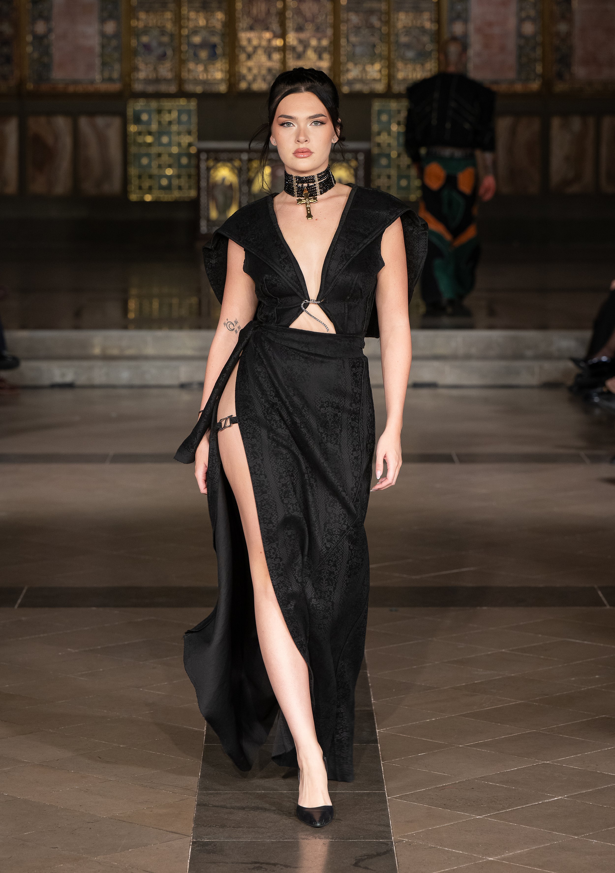 LONDON, ENGLAND - SEPTEMBER 19: A model walks the runway at the LRE' The Artist show during London Fashion Week Powered By Art Hearts Fashion at St. John's Hyde Park on September 19, 2026 in London, England. (Photo by Mark Gunter/Getty Images for Art