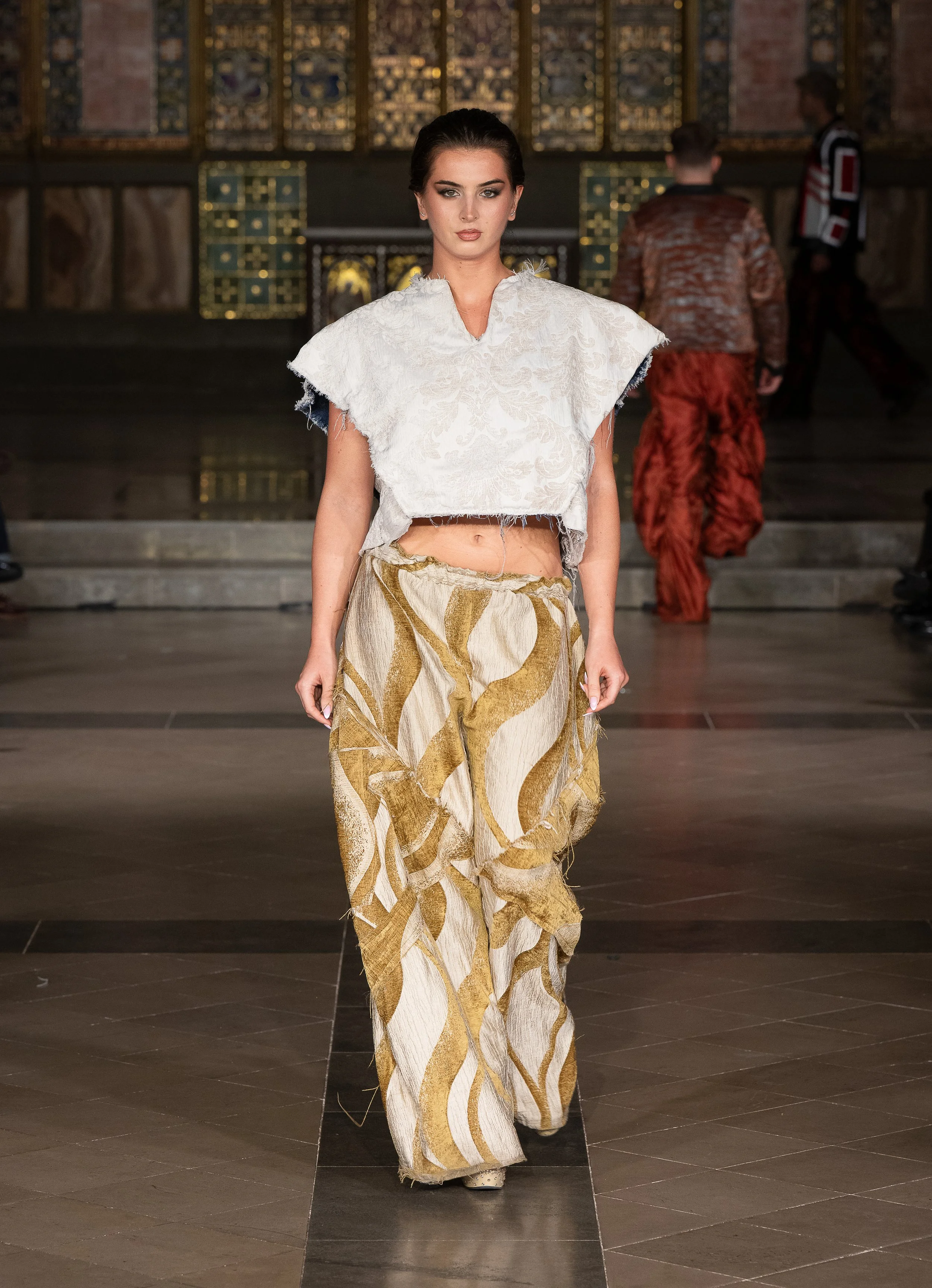 LONDON, ENGLAND - SEPTEMBER 19: A model walks the runway at the LRE' The Artist show during London Fashion Week Powered By Art Hearts Fashion at St. John's Hyde Park on September 19, 2026 in London, England. (Photo by Mark Gunter/Getty Images for Art