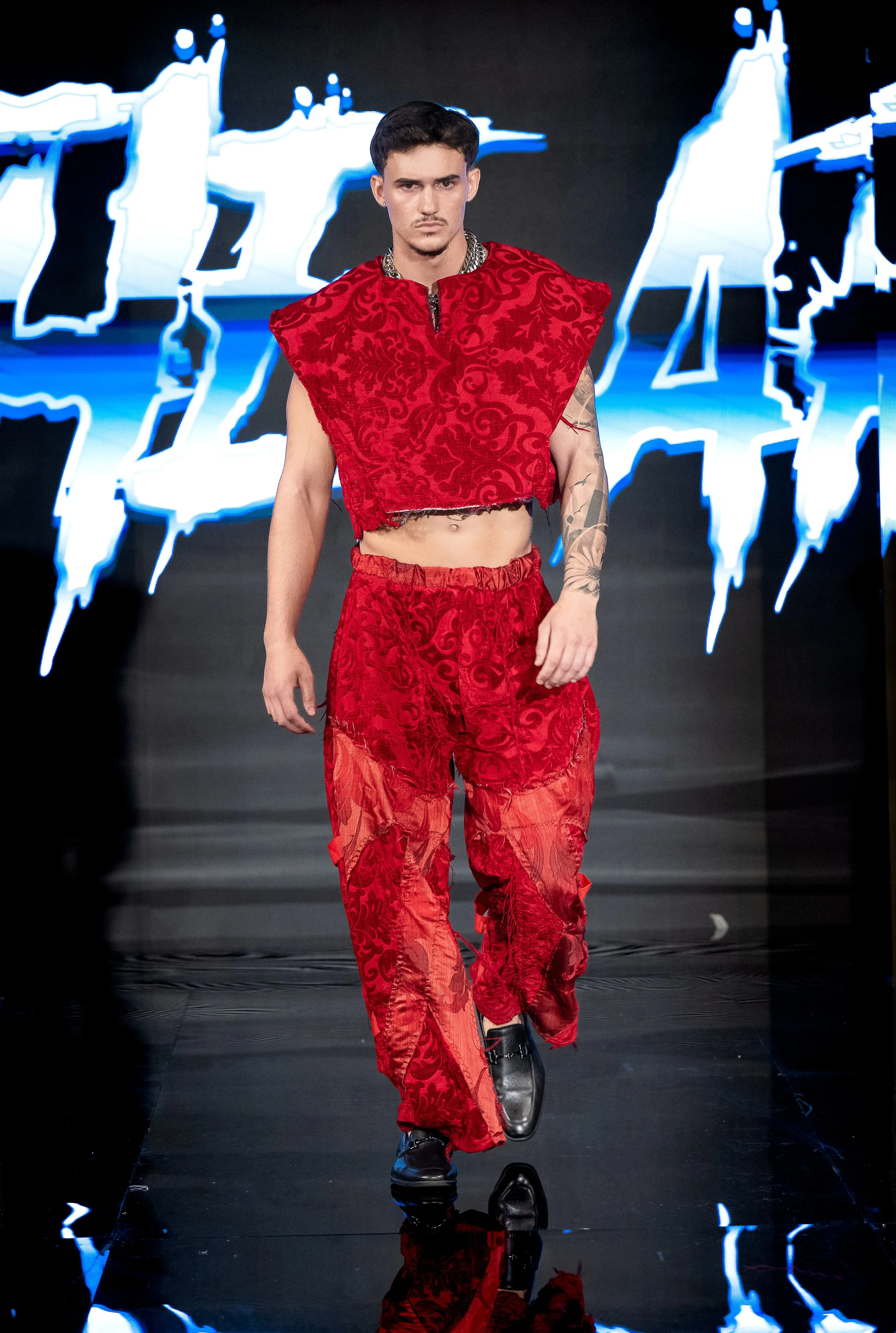 NEW YORK, NEW YORK - SEPTEMBER 10: A model walks the runway at the LRE' The Artist show during New York Fashion Week Powered By Art Hearts Fashion at The Angel Orensanz Foundation on September 10, 2026 in New York City. (Photo by Mark Gunter/Getty Im
