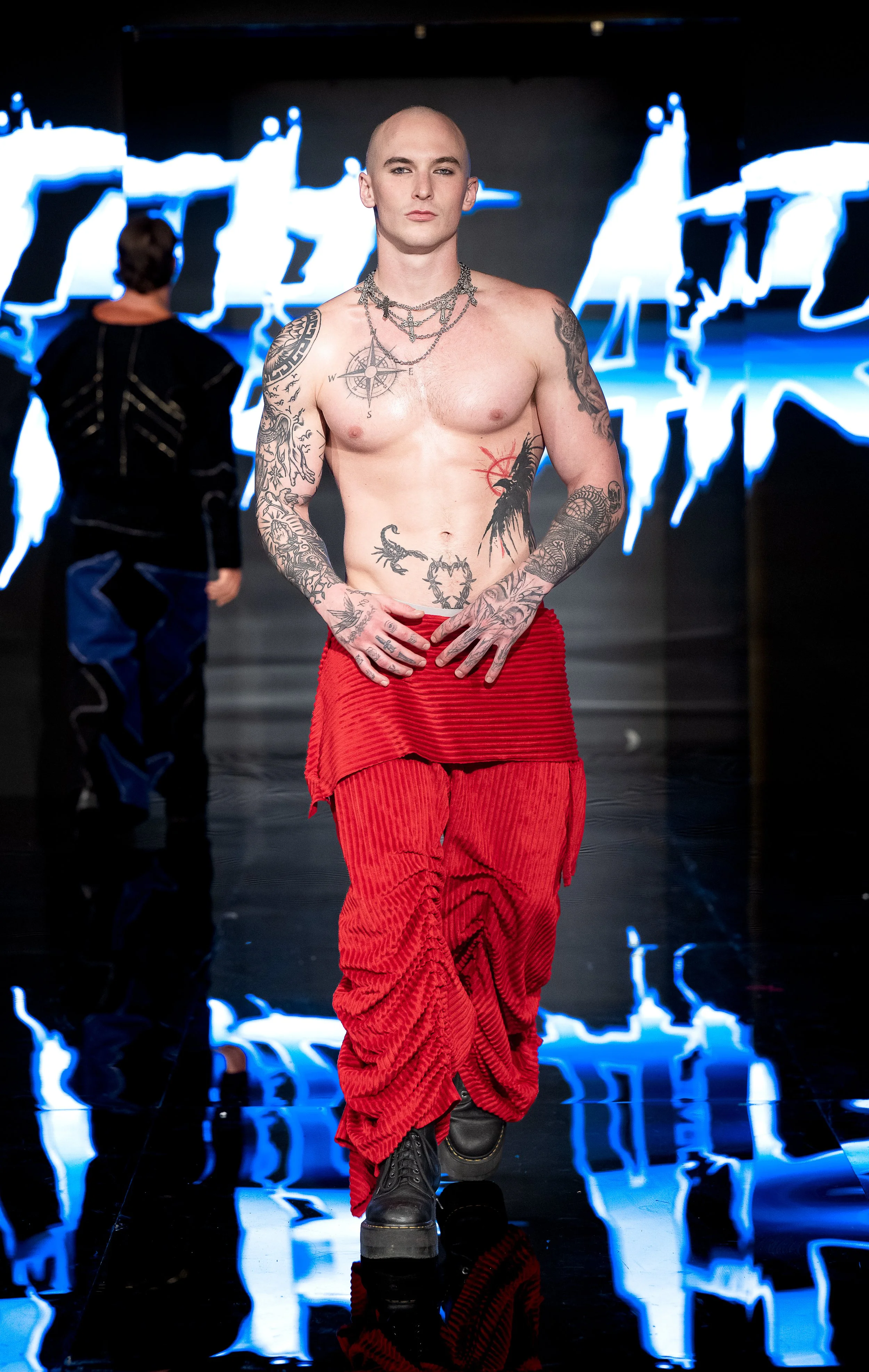 NEW YORK, NEW YORK - SEPTEMBER 10: A model walks the runway at the LRE' The Artist show during New York Fashion Week Powered By Art Hearts Fashion at The Angel Orensanz Foundation on September 10, 2026 in New York City. (Photo by Mark Gunter/Getty Im