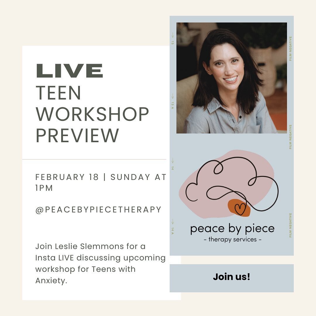 If you are a teen, parent, therapist, teacher and want to know more information about the upcoming Teen Anxiety Workshop, come check out the information session LIVE on SUNDAY 1pm.

Questions that will be covered:
🌟1.) My style of work and approach
