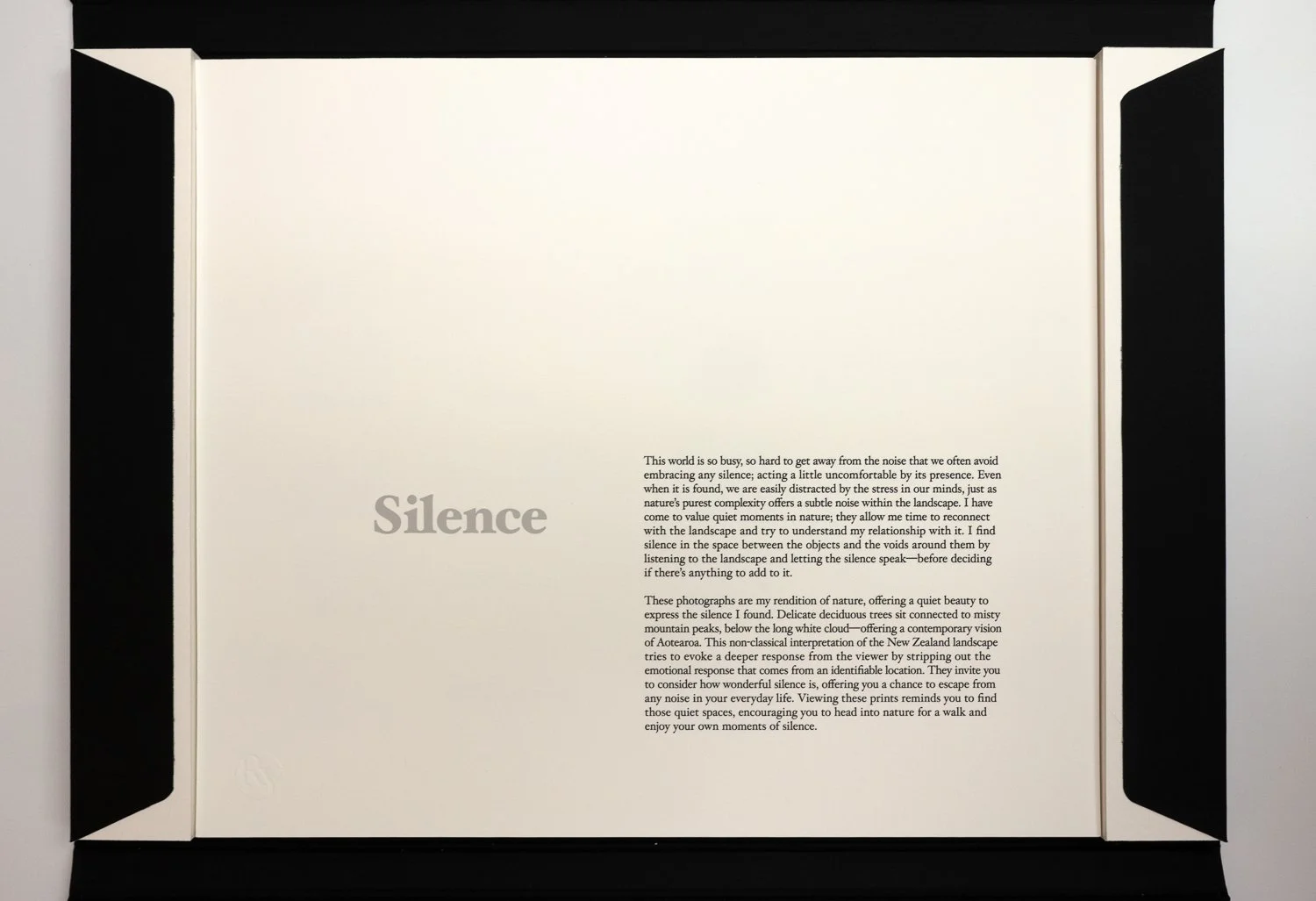 Exhibition Statement - Silence One. Folio Box Set. A Portfolio of Fine Art Prints by Richard Young. 