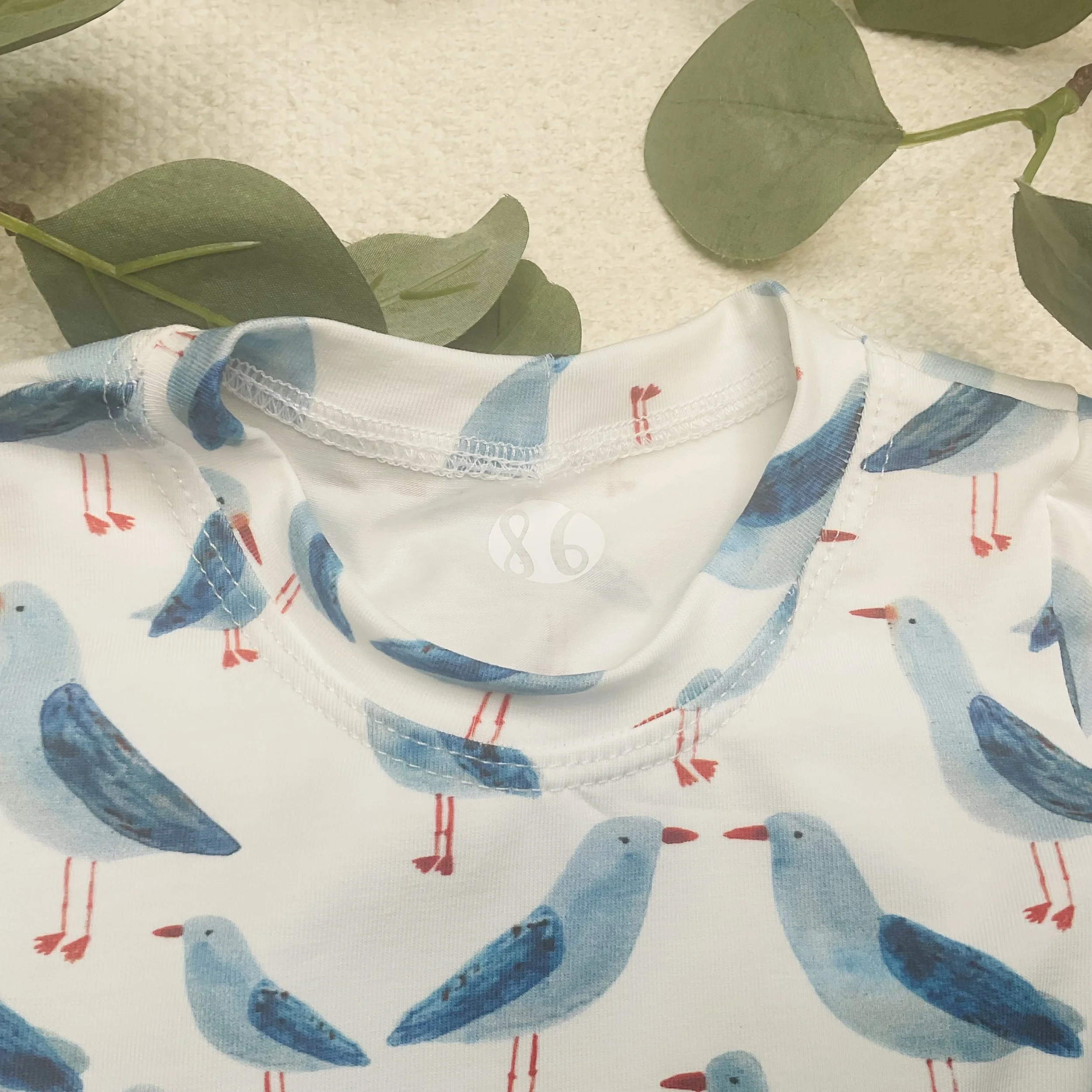 Tunikakleid Jersey, Weiss mit Möwen
