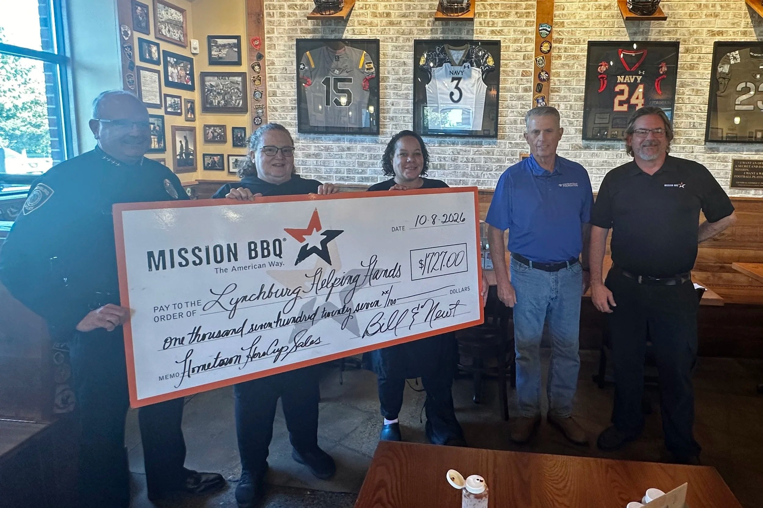 a donation presented by Mission BBQ