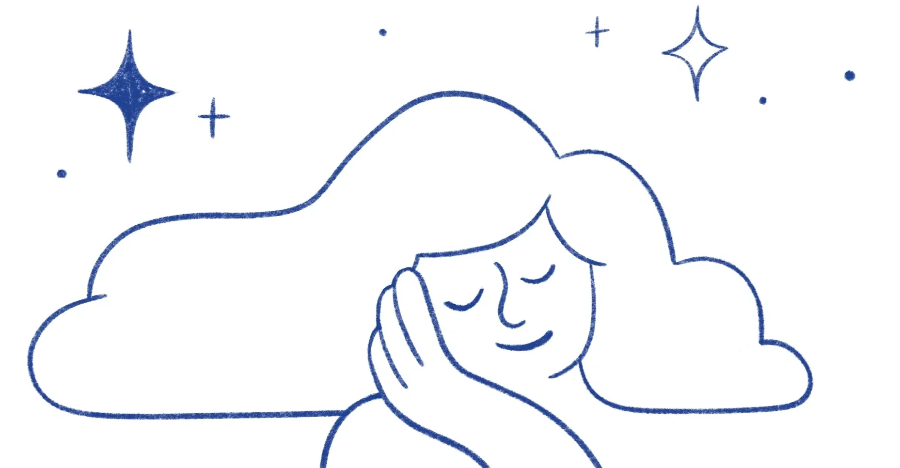 Illustration einer ruhenden Person ohne Gedankenkarussell – Symbol für erholsamen Schlaf und psychische Gesundheit durch Therapie, keine Unruhe mehr.