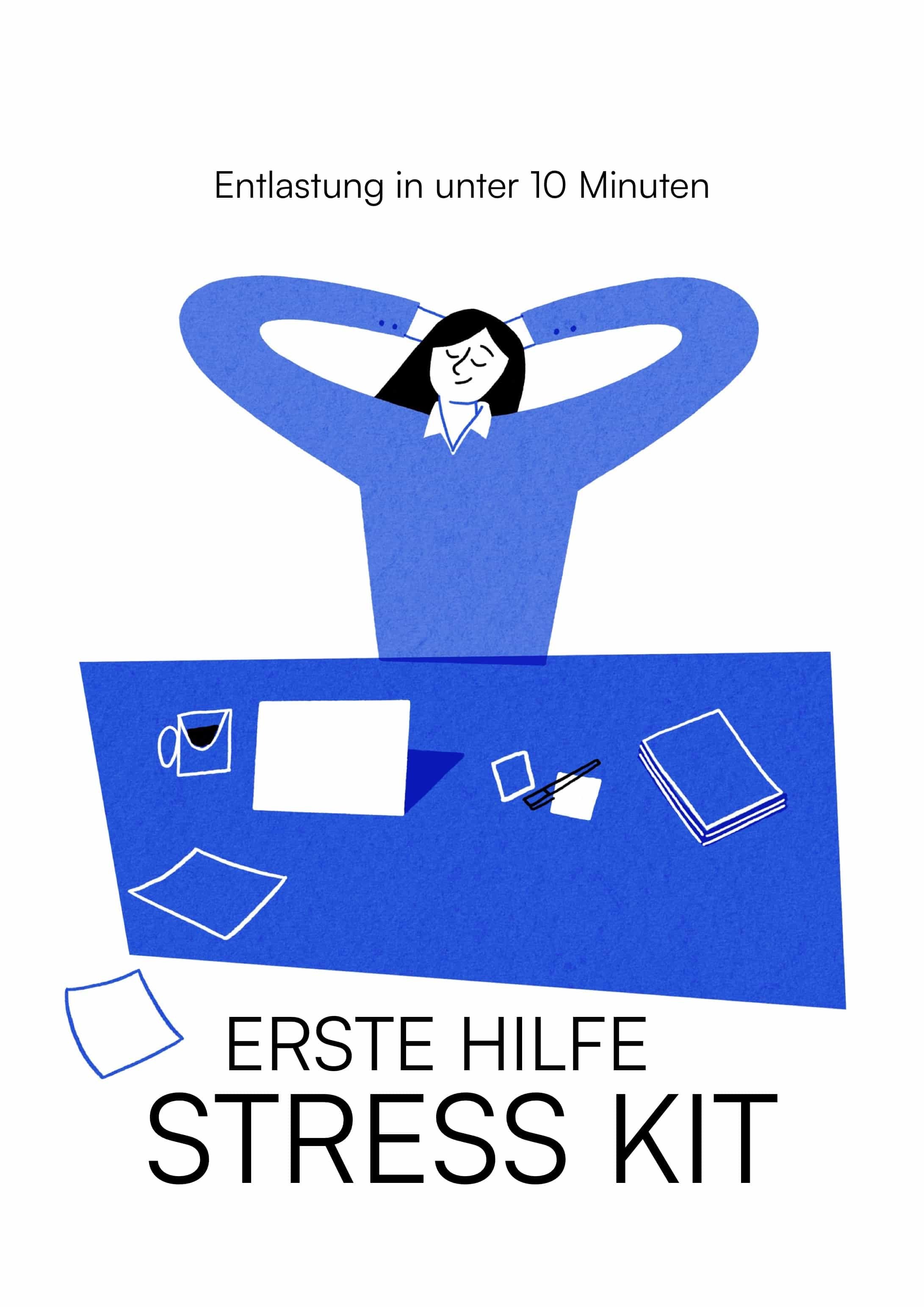 Illustration einer entspannten Person im Büro, die durch Strategien zur Nervensystem Regulation keine innere Unruhe mehr hat.
