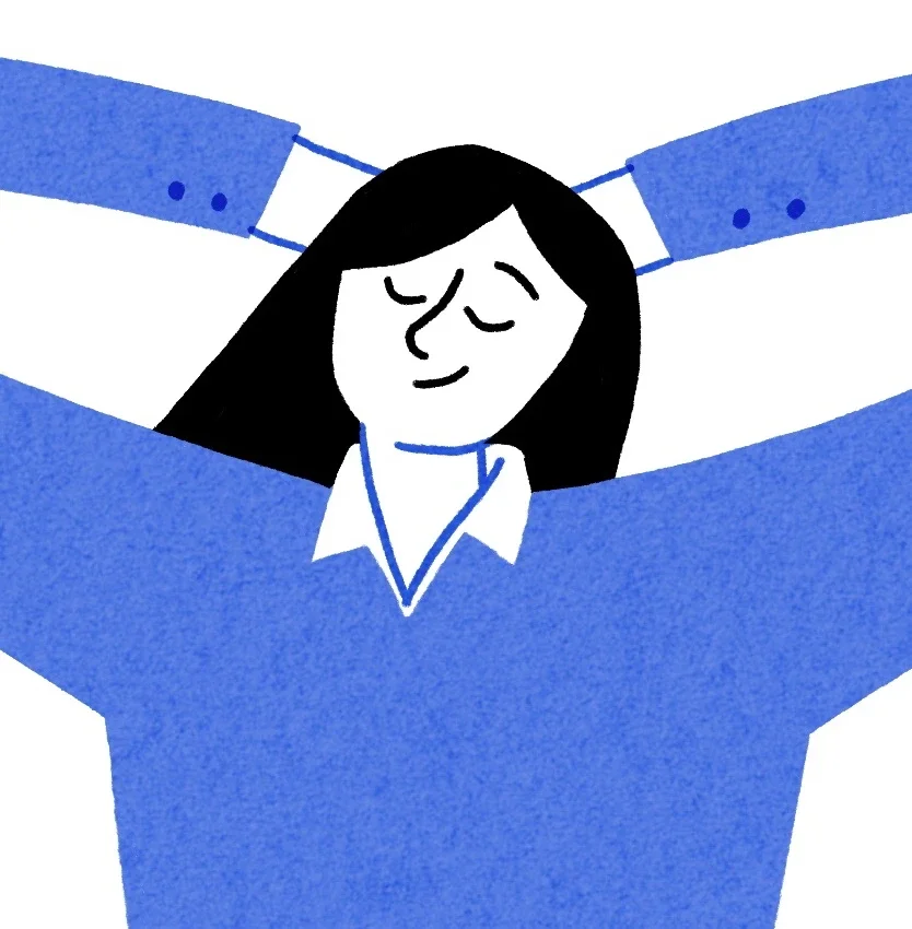 Illustration einer entspannt zurückgelehnten Person als Symbol für emotionale Entlastung und innere Stabilität.