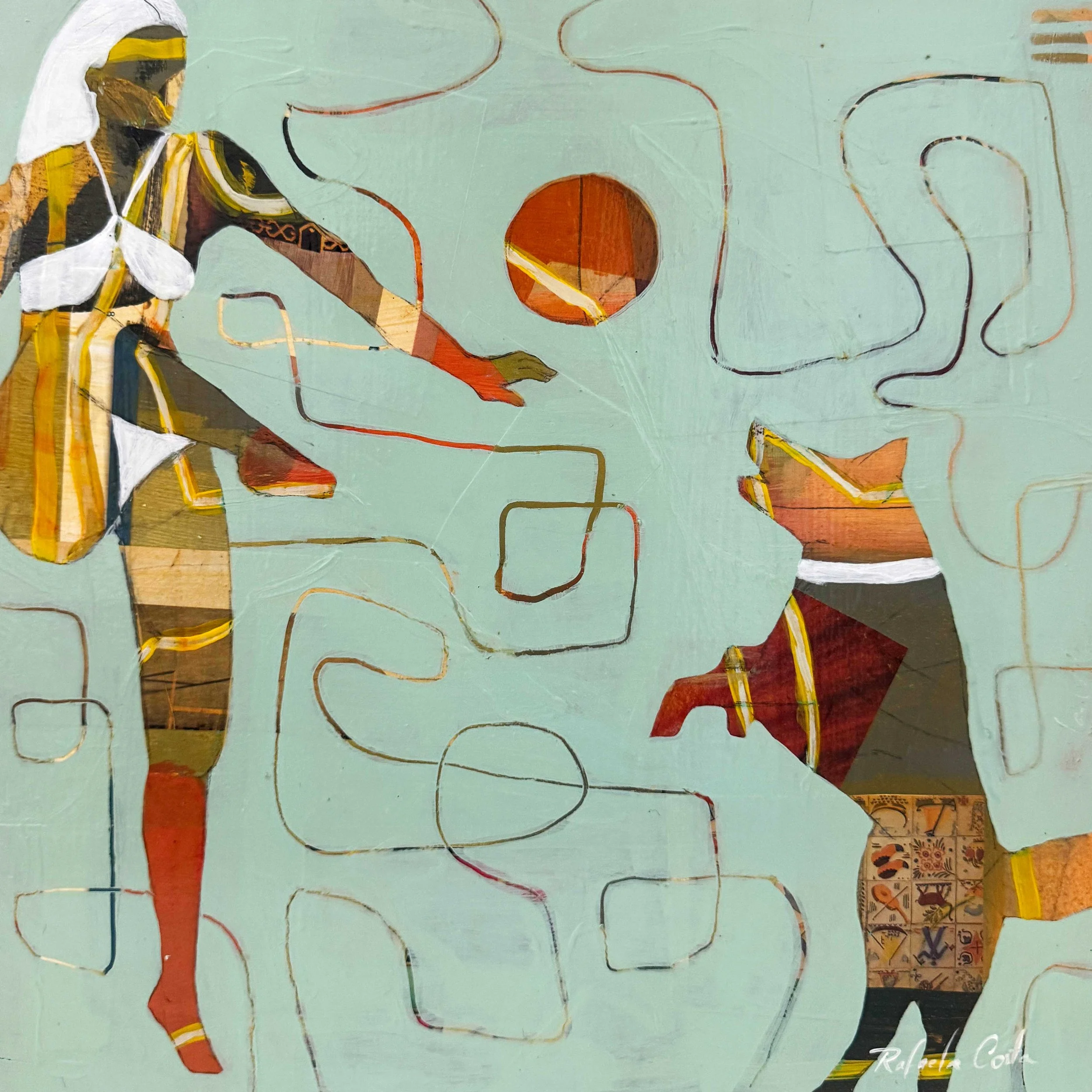 Rafaela Costa-
A Play With My Best Friend, 2026
Mixed media on wood panel
12”x12” inches
