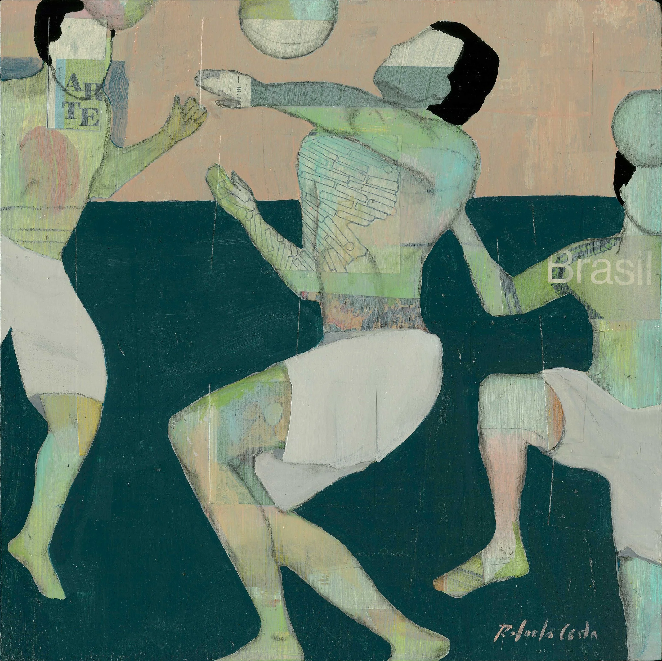 Rafaela Costa-
Boys from Ipanema, 2026
Mixed media on wood panel
12”x12” inches

