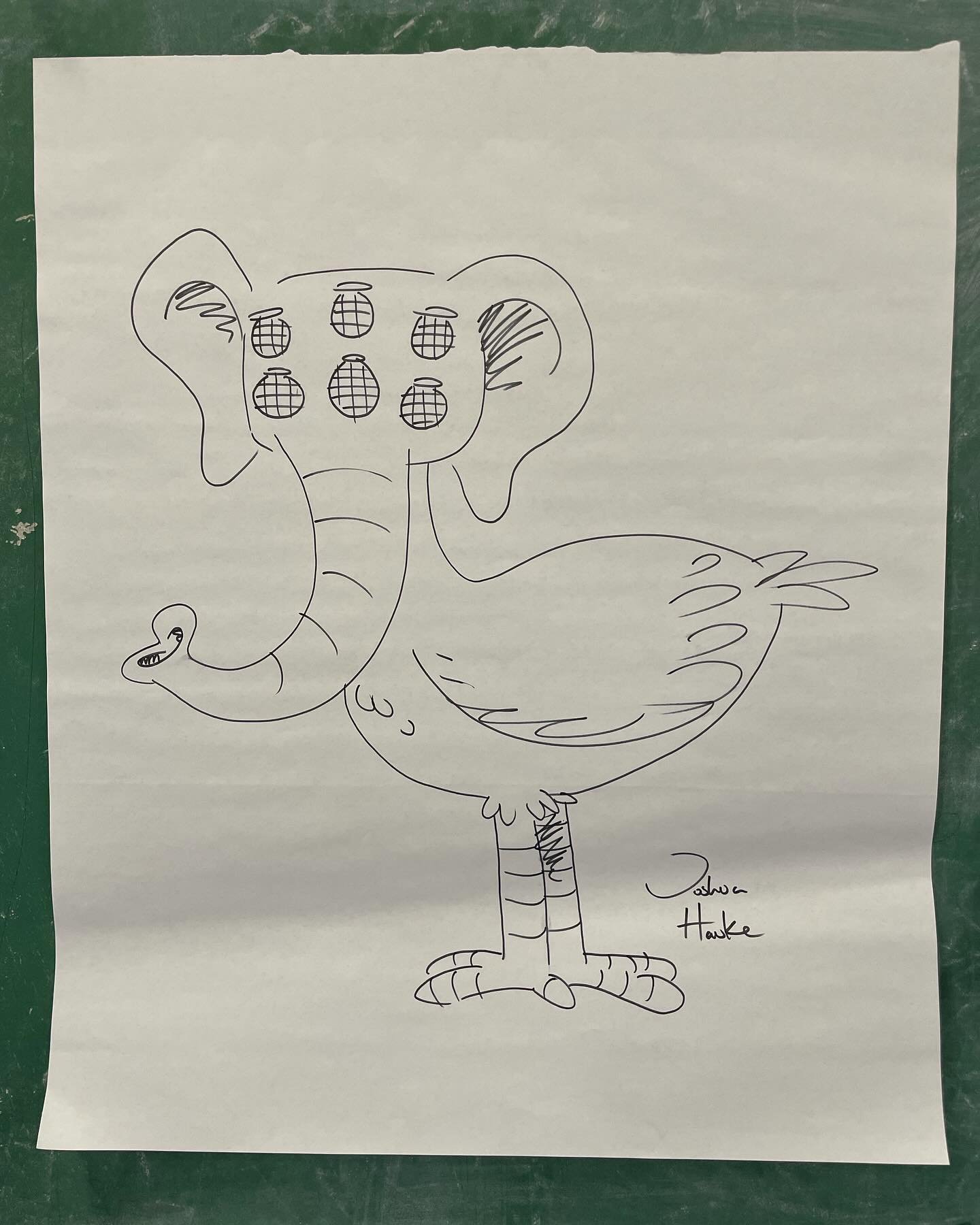 Truly the stuff of nightmares. But, don&rsquo;t blame me for this monstrosity. Blame the kids while helped me make it. 

#authorvisit #schoolvisit #creaturecreation #monster #monstrosity #elephant #ostrich #extraeyes