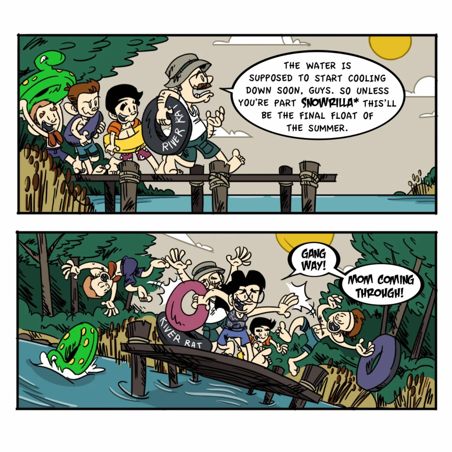 Summer may be at its end, but that doesn&rsquo;t mean there isn&rsquo;t time for a Final Float. 

#comicstrip #graphicnovel #toiletsharks #middlegrade #floatdown