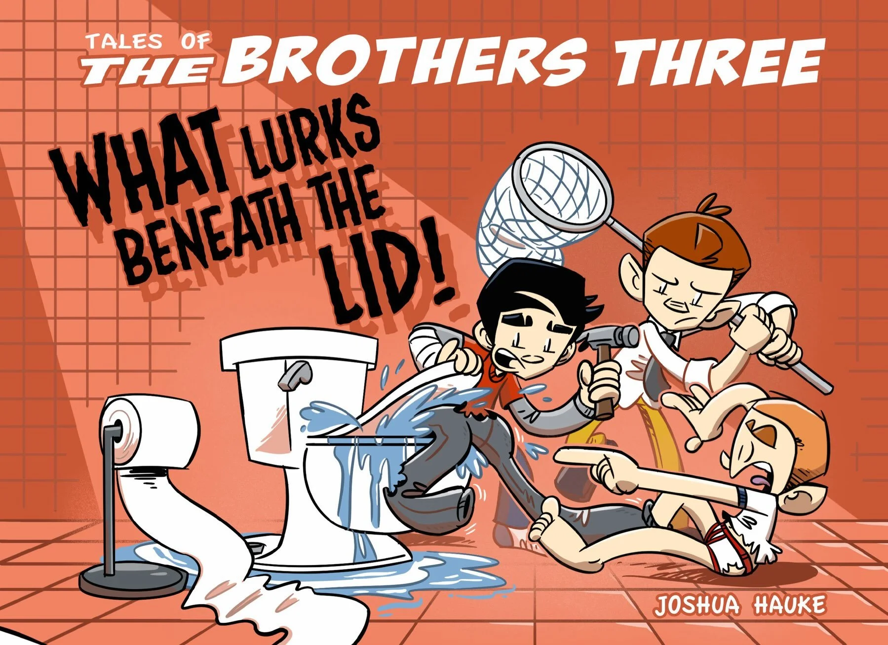 The long lost sixth Tales of The Brothers Three book is finally here. Pick up your copy today in my online store. Or grab one in person this weekend @lakidsbookfestival 

#comicstrip #graphicnovel #toiletsharks #middlegrade