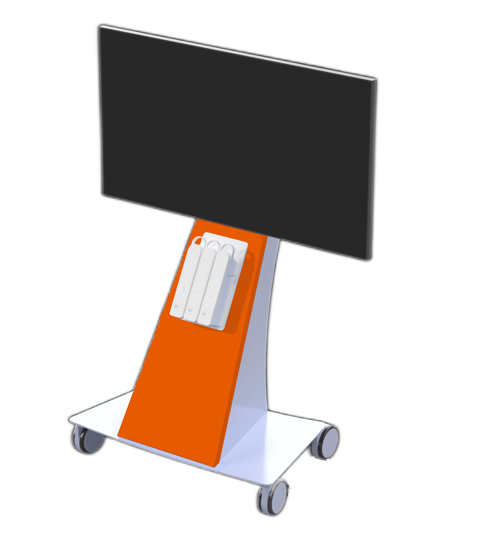 A mobile presentation cart with a flat-screen monitor.