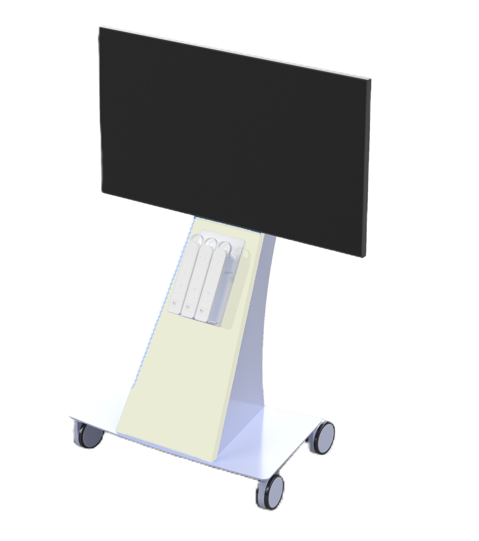 A mobile presentation cart with a flat-screen monitor.