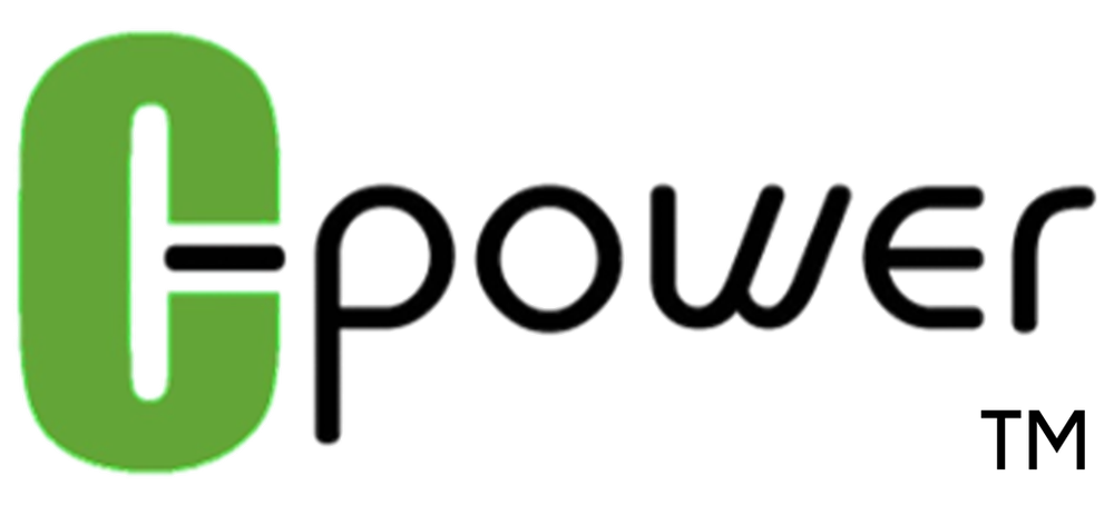 A logo with a stylized green letter 'C' and the word 'power' written in black next to it.