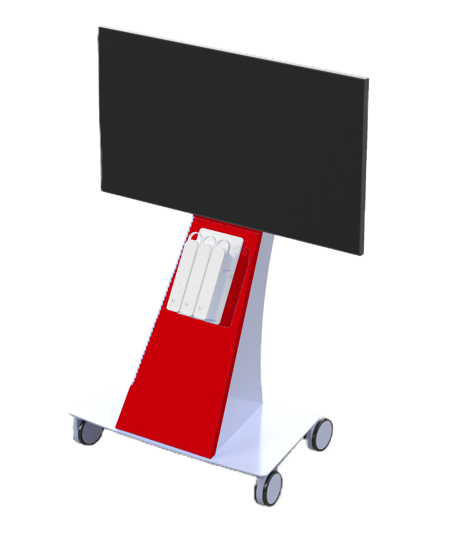 A mobile presentation cart with a flat-screen monitor.