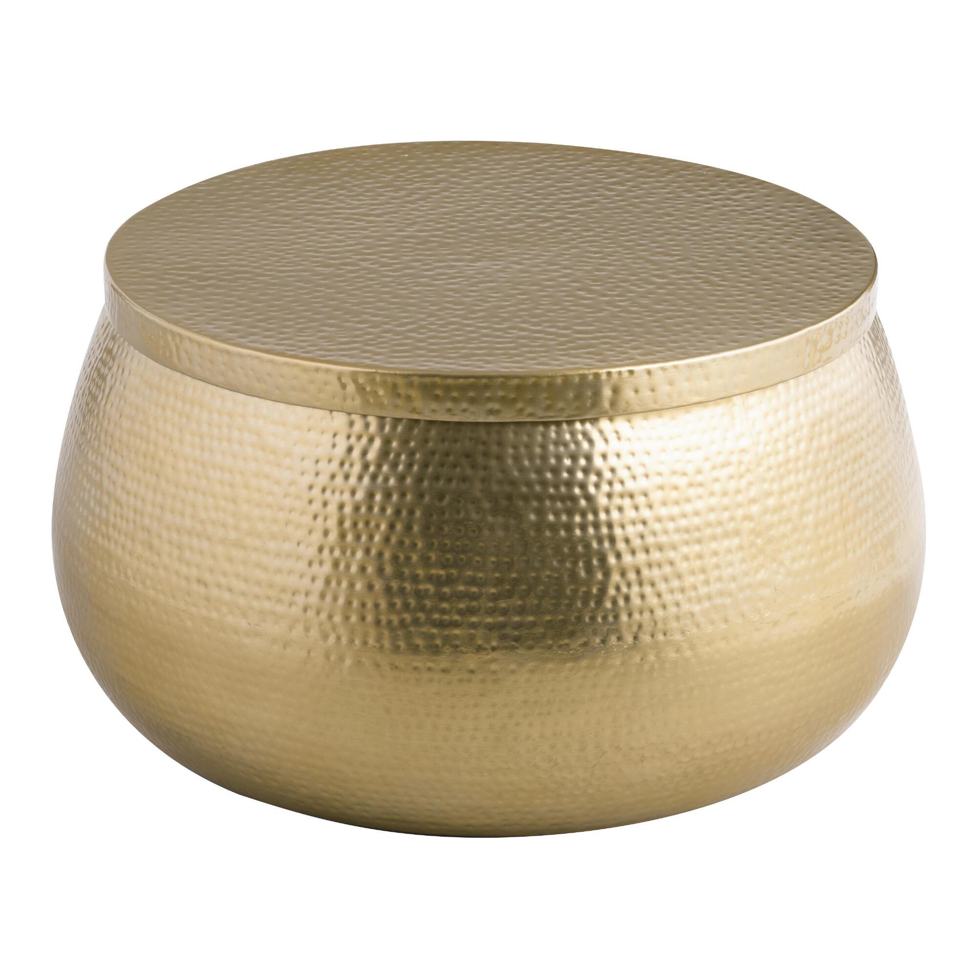 Gold Metal Drum Coffee Table