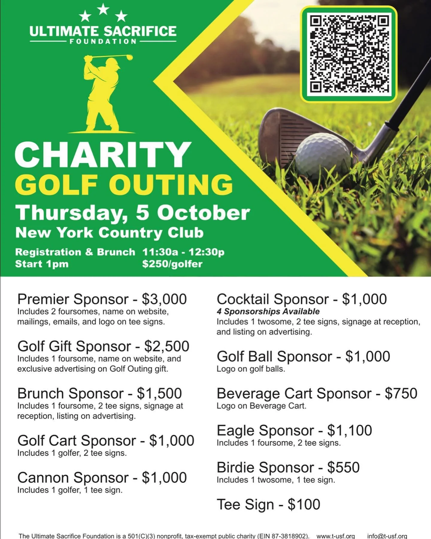 Secure your spot and help support our nations heroes at the New York Country Club, for our inaugural golf outing. We look forward to seeing everyone there.

#usa #golf #heroes