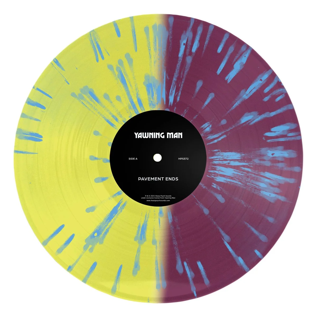 HALF-HALF TRANSP. YELLOW MAGENTA SPLATTER IN BLUE CYAN VINYL.jpg