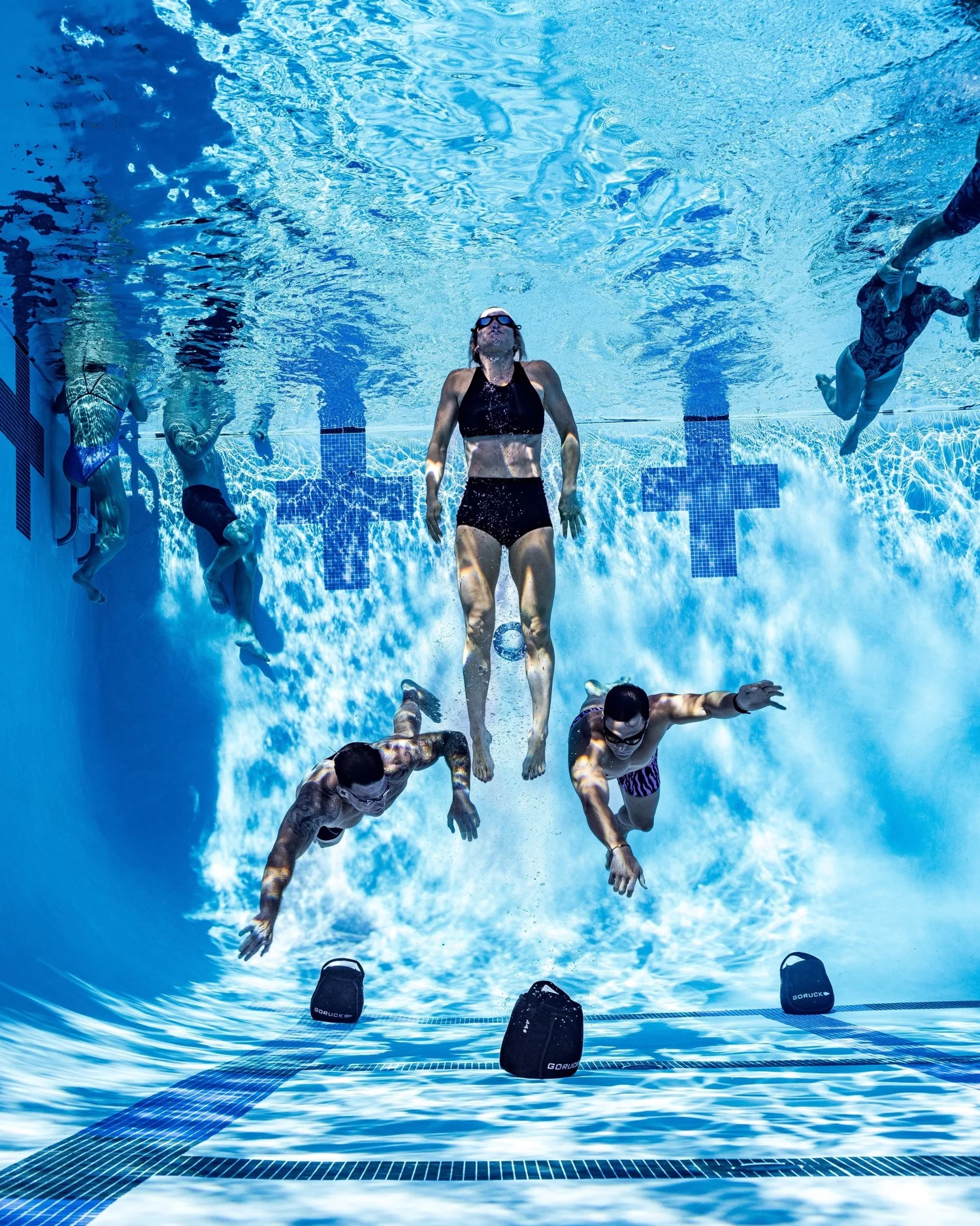 Deep End Fitness class training underwater